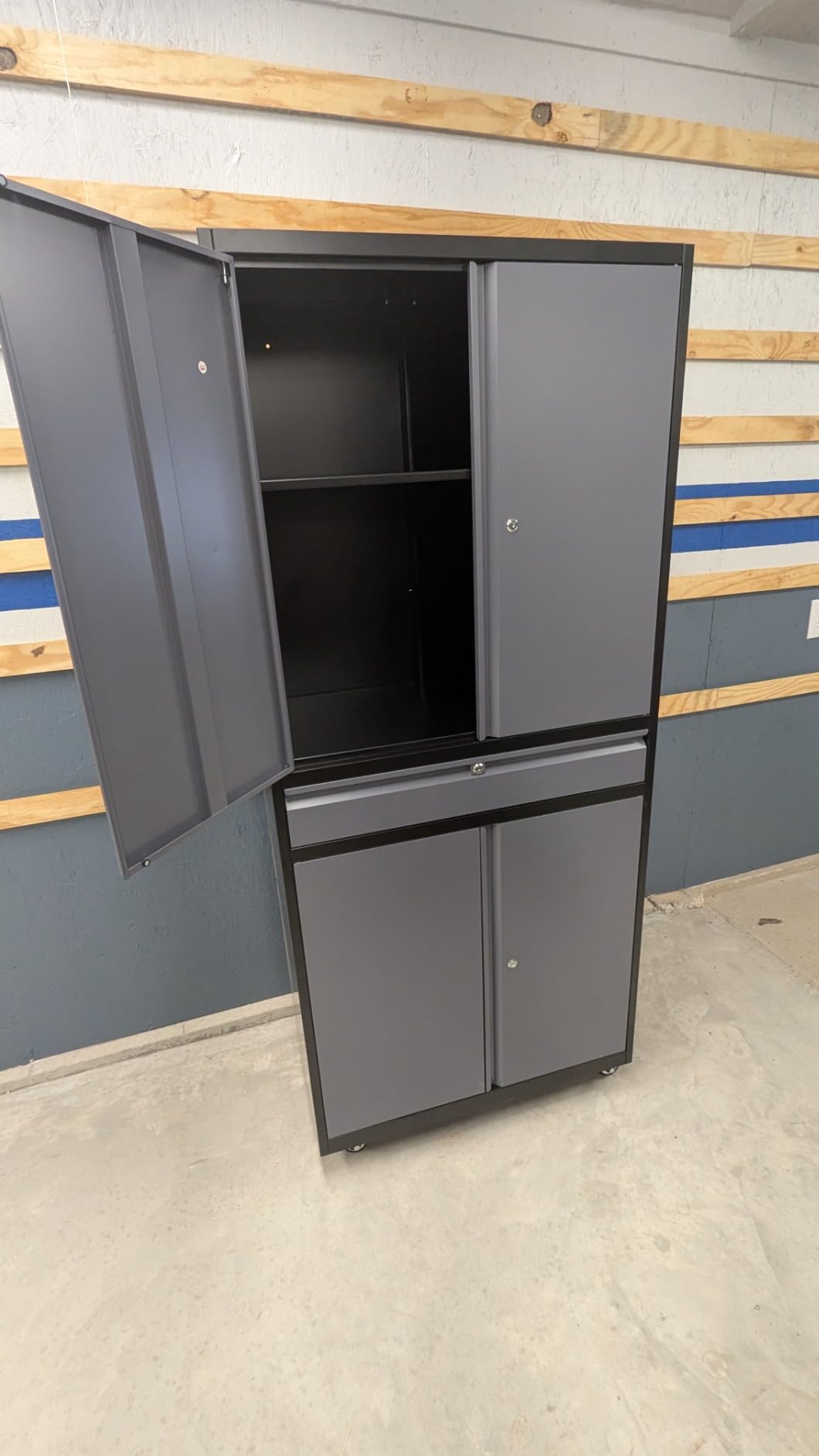 Yizosh Metal Garage Storage Cabinet with Locking Doors and Adjustable Shelves, 73