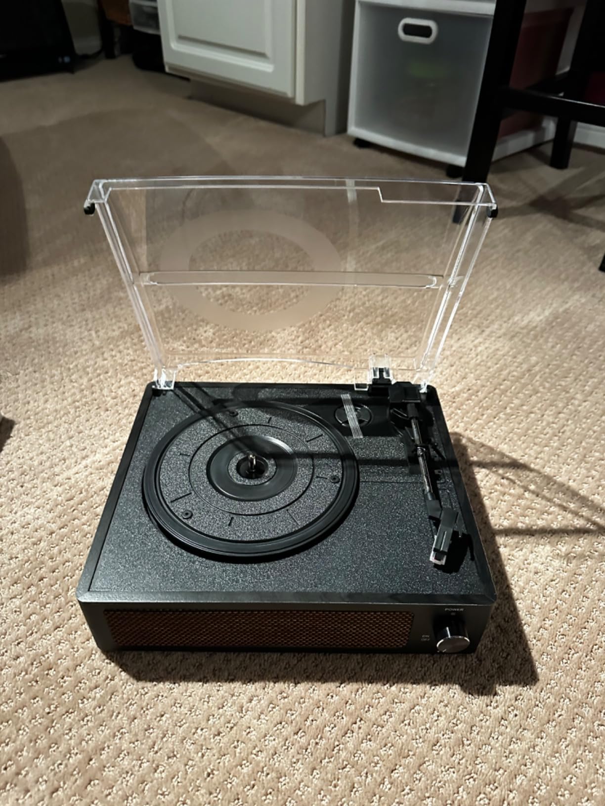 Vinyl Record Player Classic Turntable with Speakers,Pure White customer photo 1