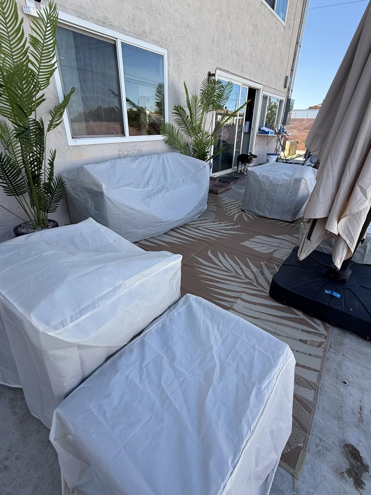 Outdoor Patio Furniture 60000 BTU Outdoor Propane Fire Pit Table Patio Furniture Set 45 In Outdoor Fire Pits 7 Pieces Patio Sofa Outdoor Chairs Anti-slip Cushions Waterproof Covers, Peacock Blue customer photo 1