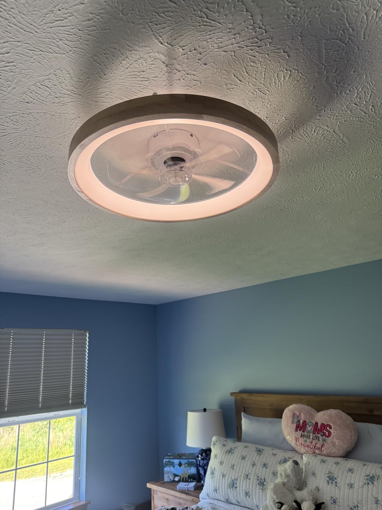 Fszdorj 20'' Ceiling Fan with Light and Remote,White Low Profile Fandelier customer photo 2