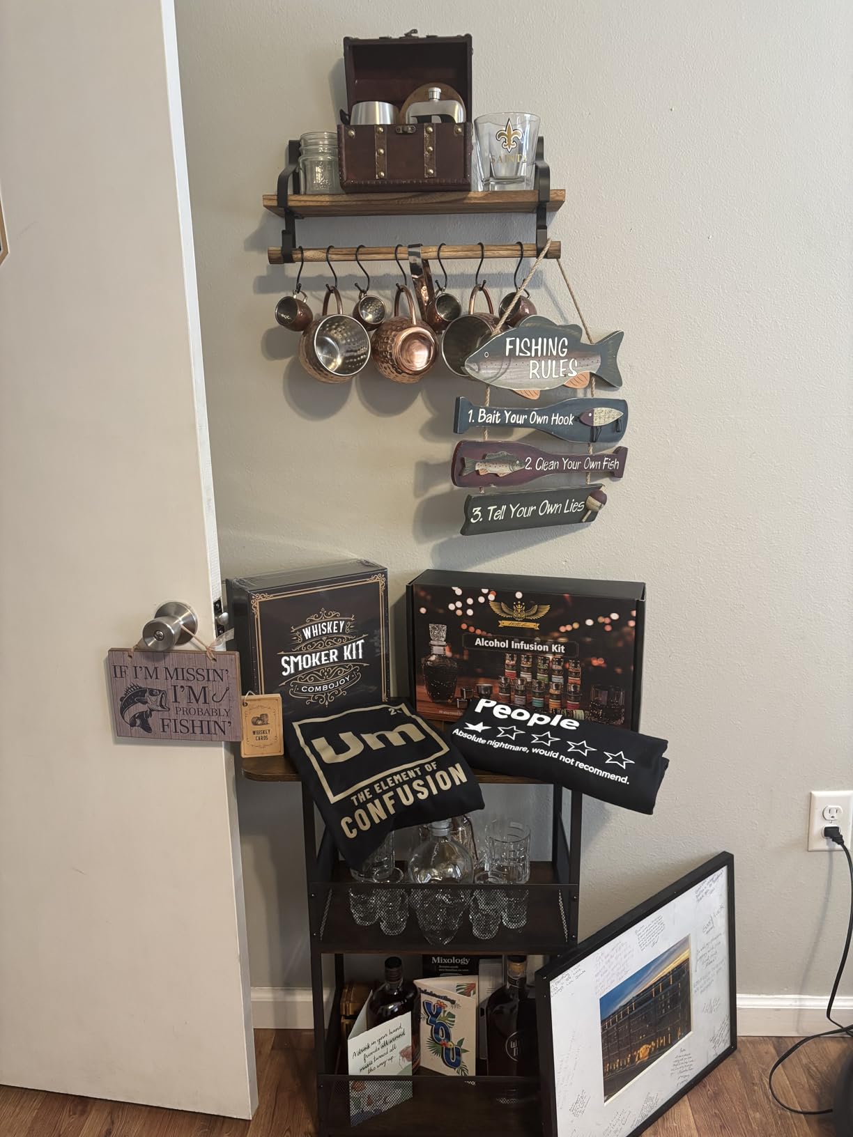 Floor Standing Freestanding Whiskey Rack: 3 Tier Wine Rack ,Mini Bar Cart customer photo 2