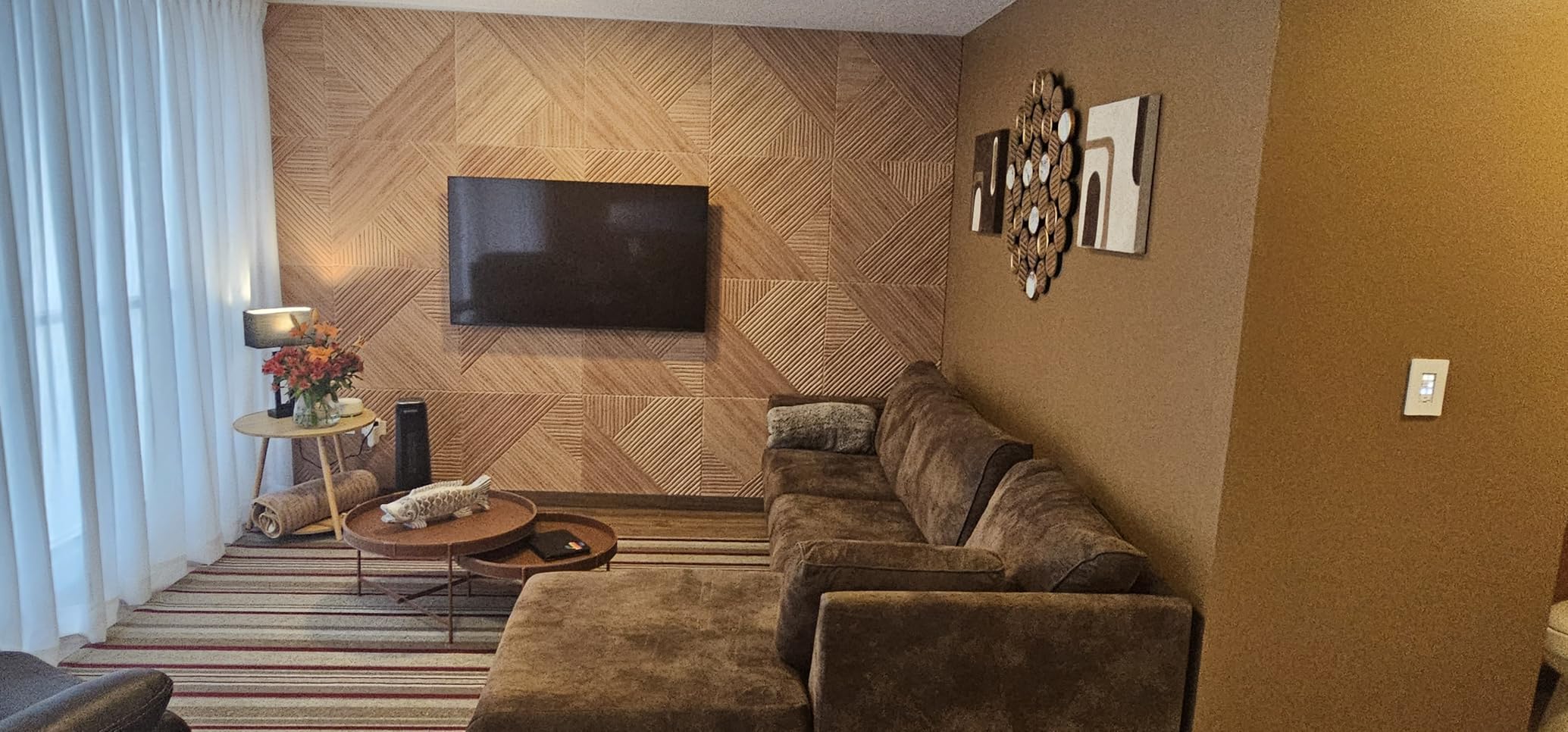 BUBOS 6-Pack Acoustic Panels, Wood Grain Sound Absorbing Panels, 23.6x23.6 customer photo 1