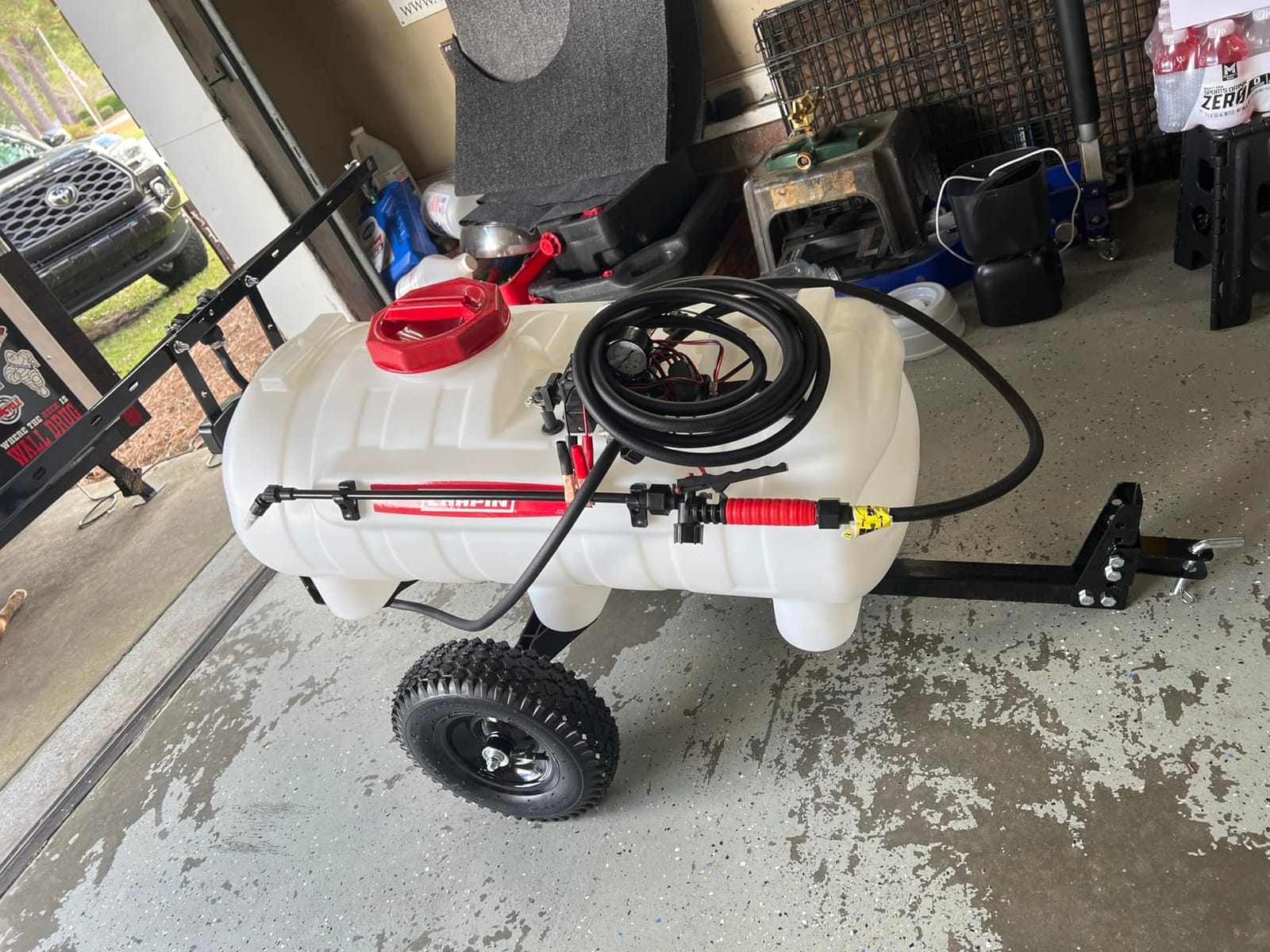 Chapin 97714: Made in The USA 25-Gallon Tow-Behind 2.5GPM/12V EZ Mount Deluxe Multi-Purpose ATV/UTV Tank Sprayer for Lawn & Garden, Farm & Acreage, Weed Control, w/ 2-Nozzle Spray Boom Attachment customer photo 1