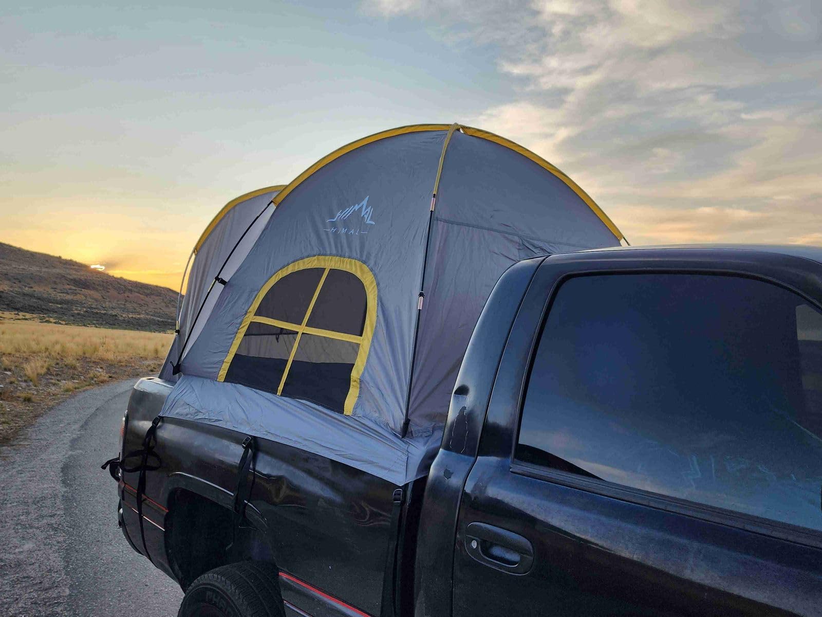 Pickup Truck Tent, Fit 5.5-6, 6.5ft Truck Bed, Waterproof PU3000 high Density Polyester Oxford, Windproof Pole and Insect-Prevention Double Layer Mesh Window & Door, Unique Rear Window Pipe customer photo 2