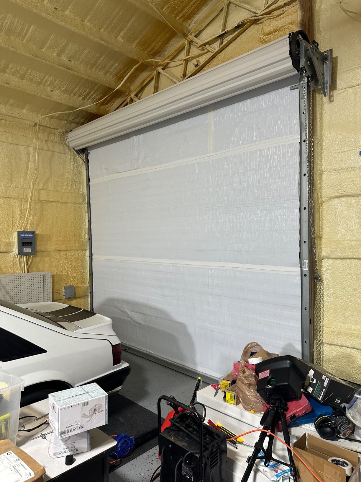 BlueTex Roll Up Garage Door Insulation Kit for Cooling Down Metal Buildings – Easy to Install Complete Insulation for Garage Doors Up to 12'x12' - Covers 150 Sq Ft of Large Single Door customer photo 1