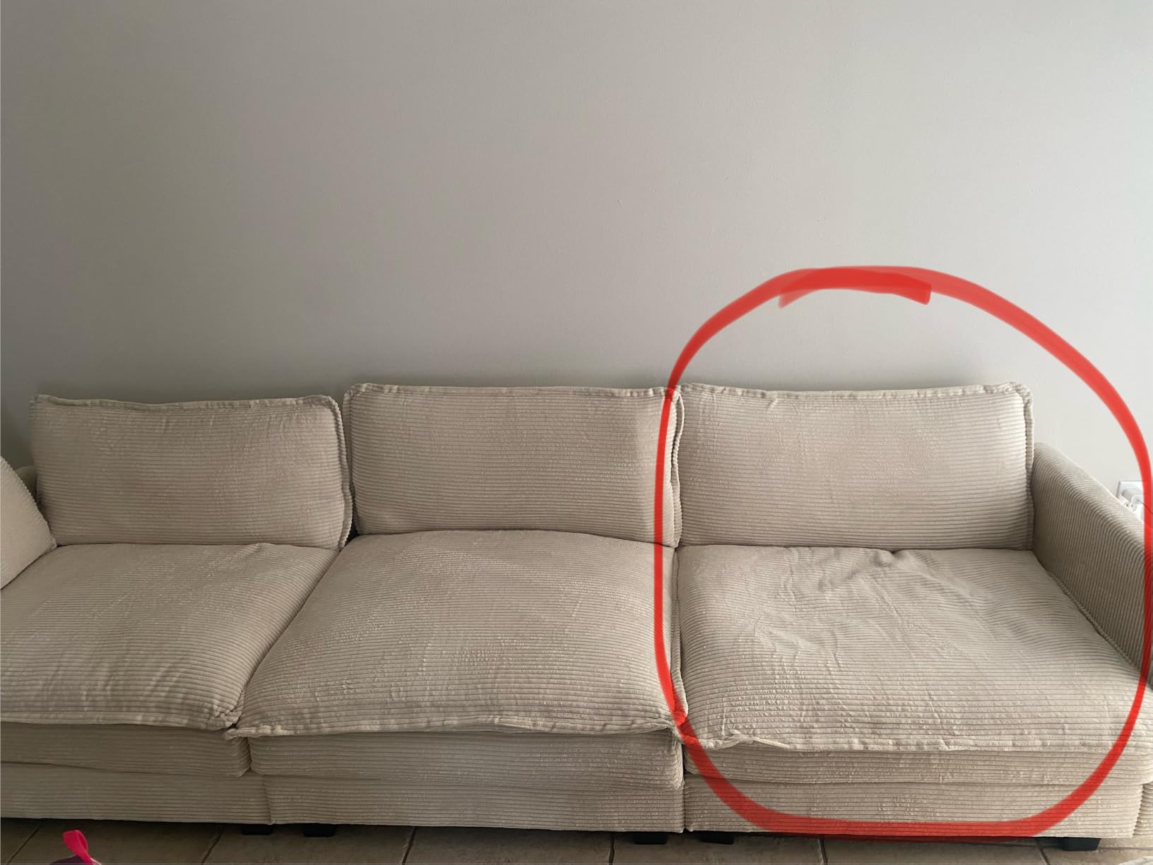 ROWHY 112'' Modular Sectional Cloud Couch with Movable Ottoman, 4 Seat Modern Corduroy Sofa, Deep Seat L Shaped Couch for Living Room Bedroom Apartment, Beige customer photo 1
