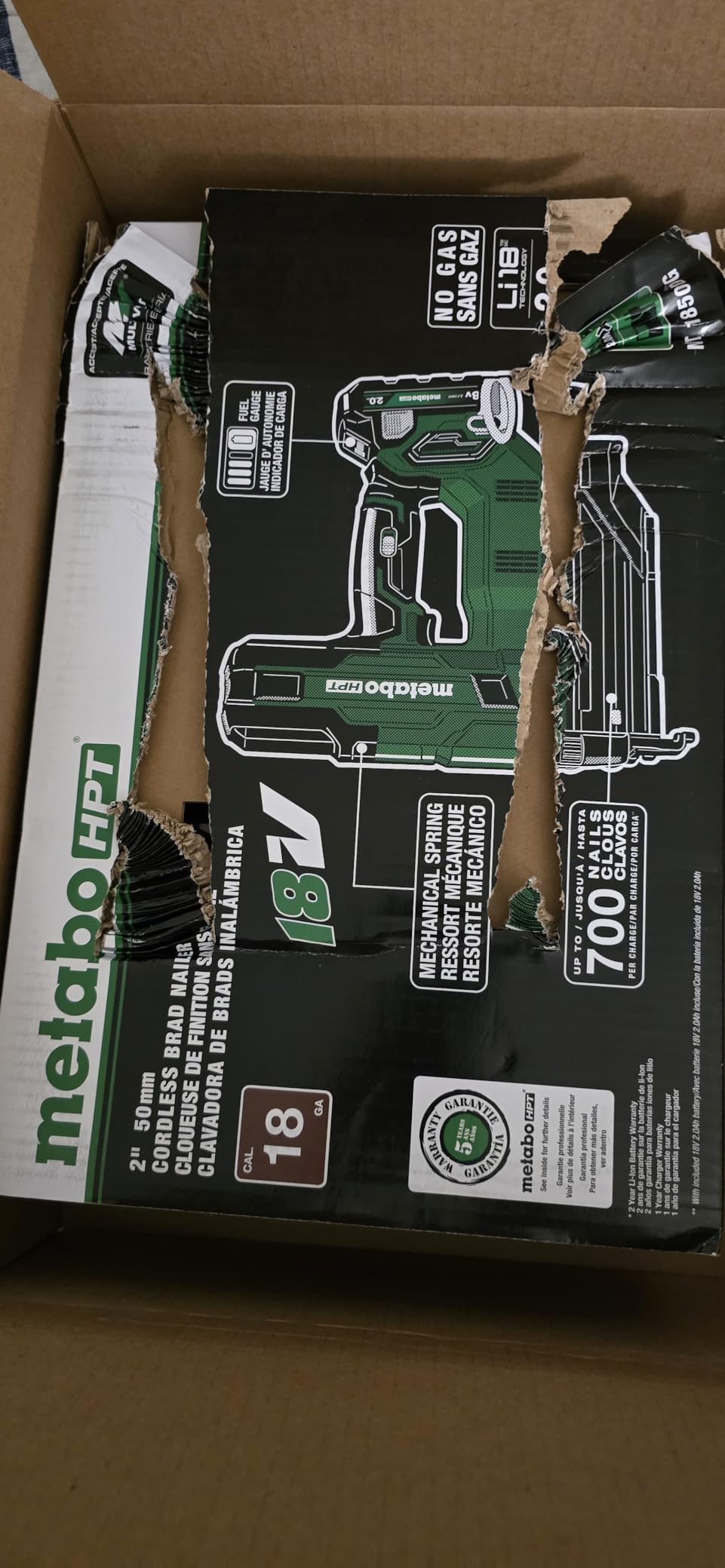 Metabo HPT Brad Nailer, 18 Gauge Cordless, 18V Kit, NT1850DG customer photo 2