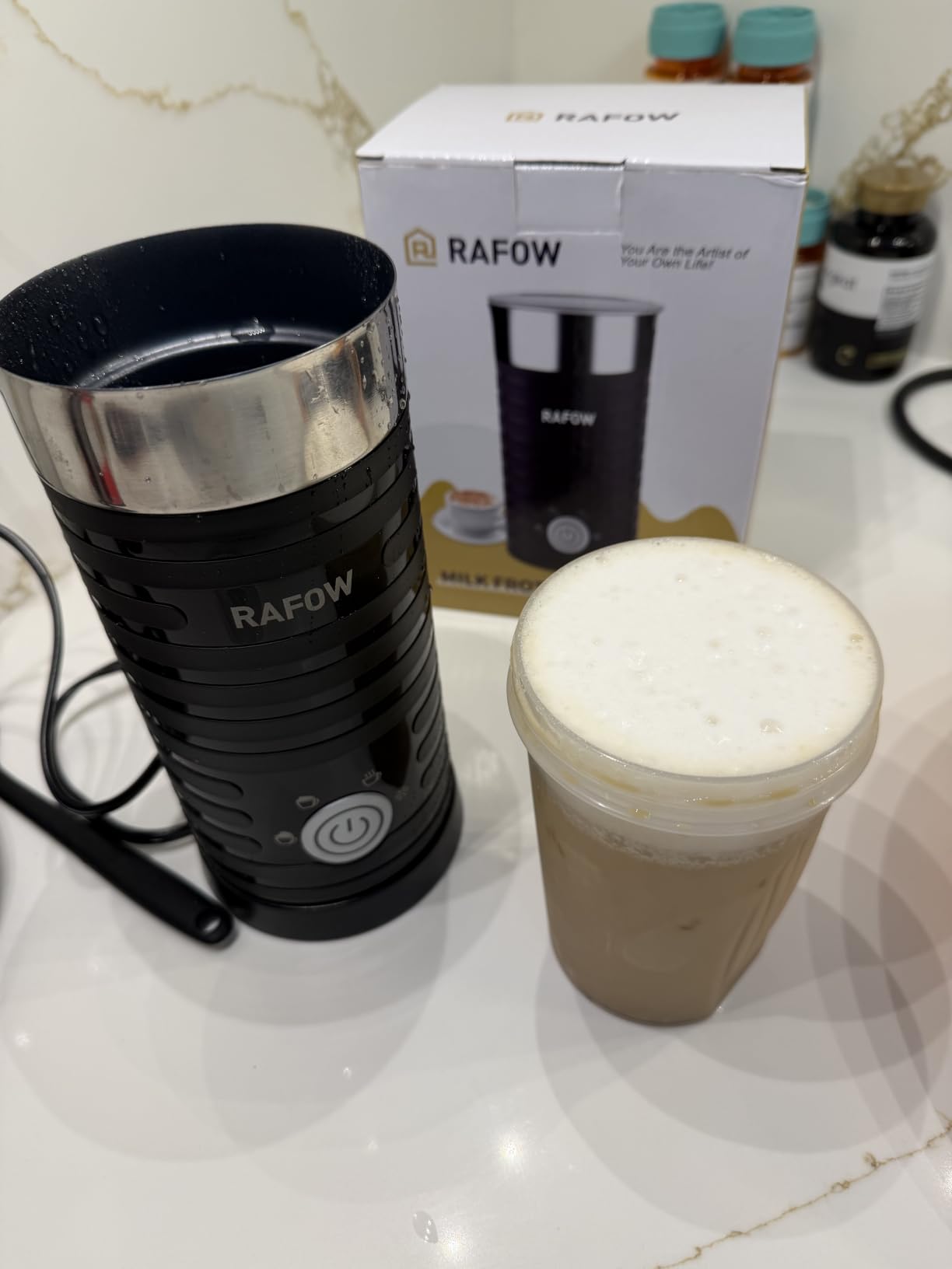 4 In 1 Electric Milk Frother Steamer - Hot and Cold Coffee Foam Froth Maker 350ml/12oz, Automatic Milk Warmer Foamer for Latte, Cappuccinos, Macchiato, Chocolate customer photo 2