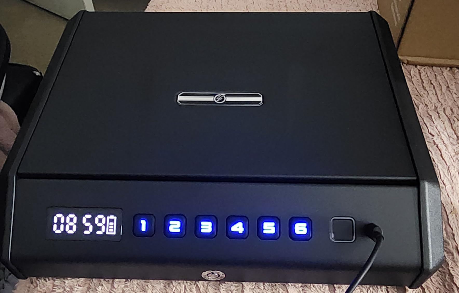 Large Biometric Gun Safe for Pistols, 100 Sets of Fingerprint Handgun Safe with Internal Light & Silent Mode, Gun Lock Box for Home Bedroom Bedside Nightstand and Car, AA batteries customer photo 2