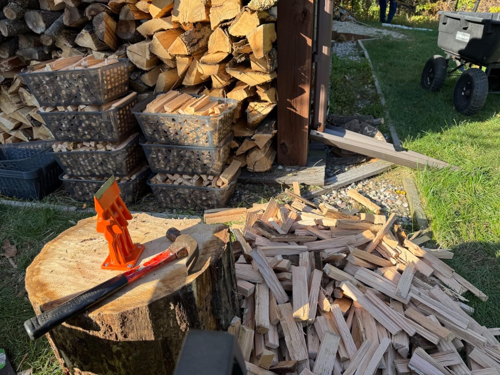 SPEED FORCE Firewood Kindling Log Wood Splitter – No Axe! Wedge Point Splits Firewood, 6 Inch Orange with Safety Cover, Safety Guard Available customer photo 2