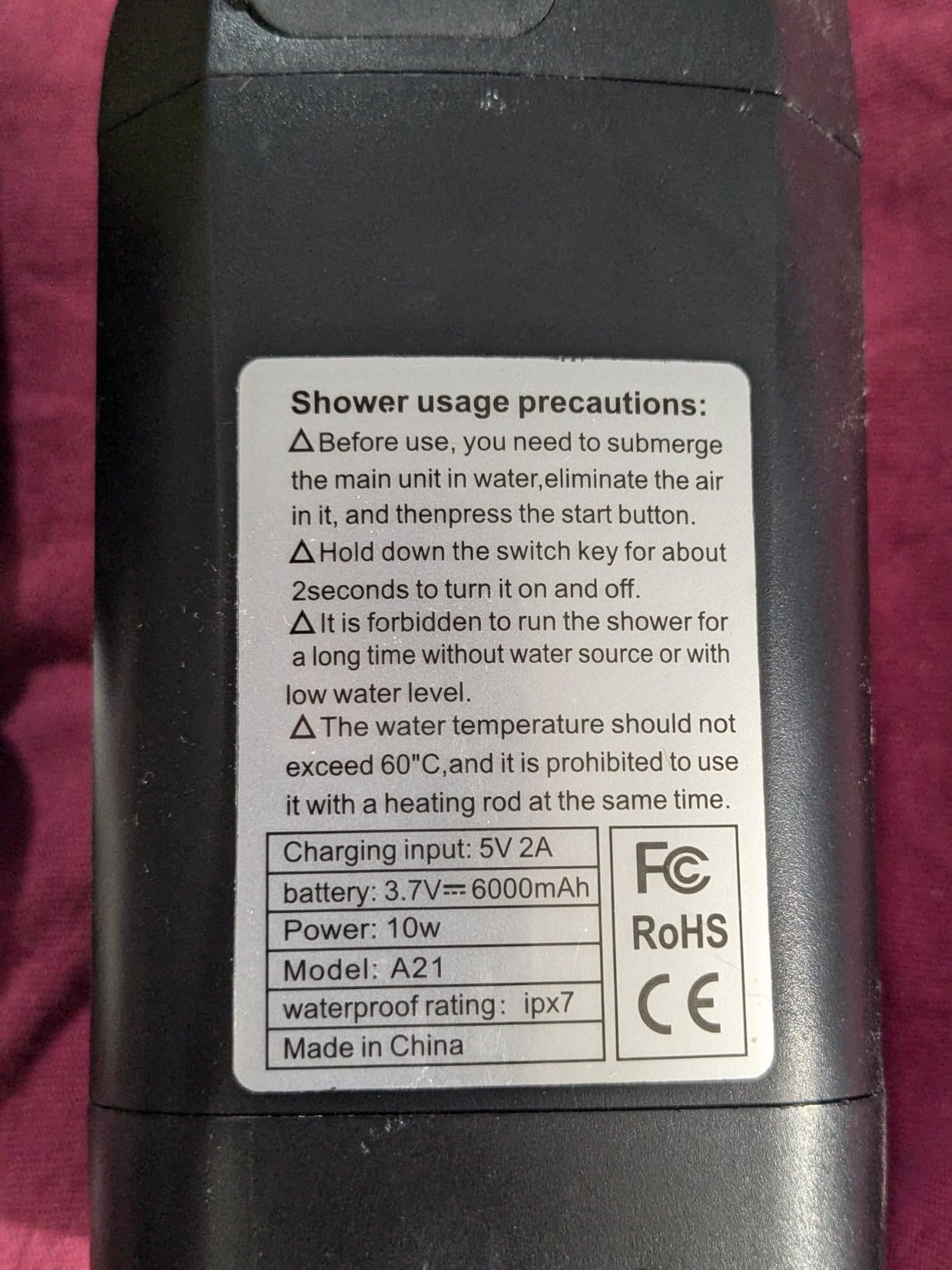 Spopal Portable Shower for Camping, [Long-Lasting] 6000mAh Rechargeable customer photo 2
