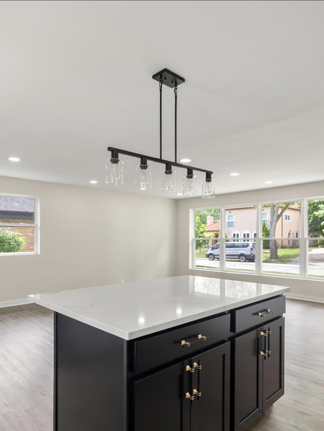 DSMJFU 4-Light Kitchen Island Lighting Black Bar Island Lights for Kitchen customer photo 2