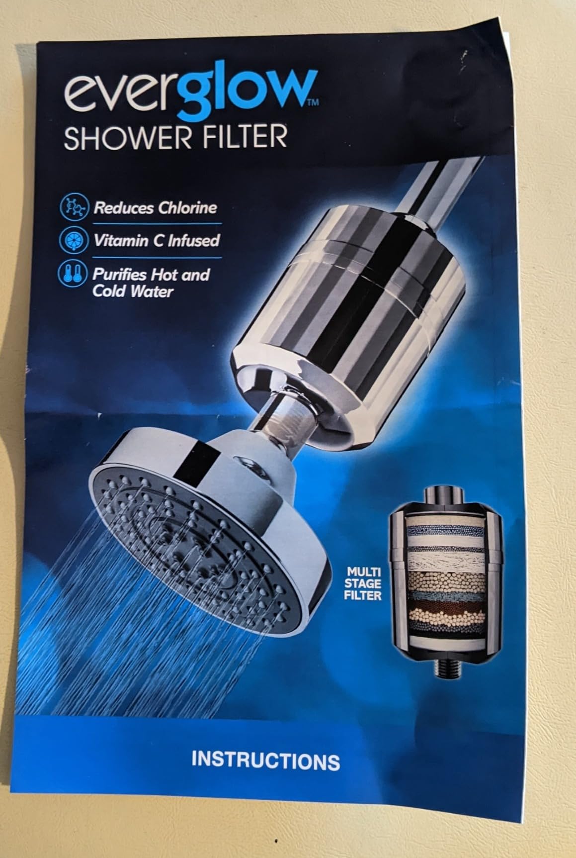 EVERGLOW High-Output Shower Filter, 100% Removes Chlorine, Moisturizes Dry Itchy Skin, Skin and Hair, Helps with Dandruff, Eczema and Vitamin C Infused and Water Softener, 4.7” - Chrome customer photo 1