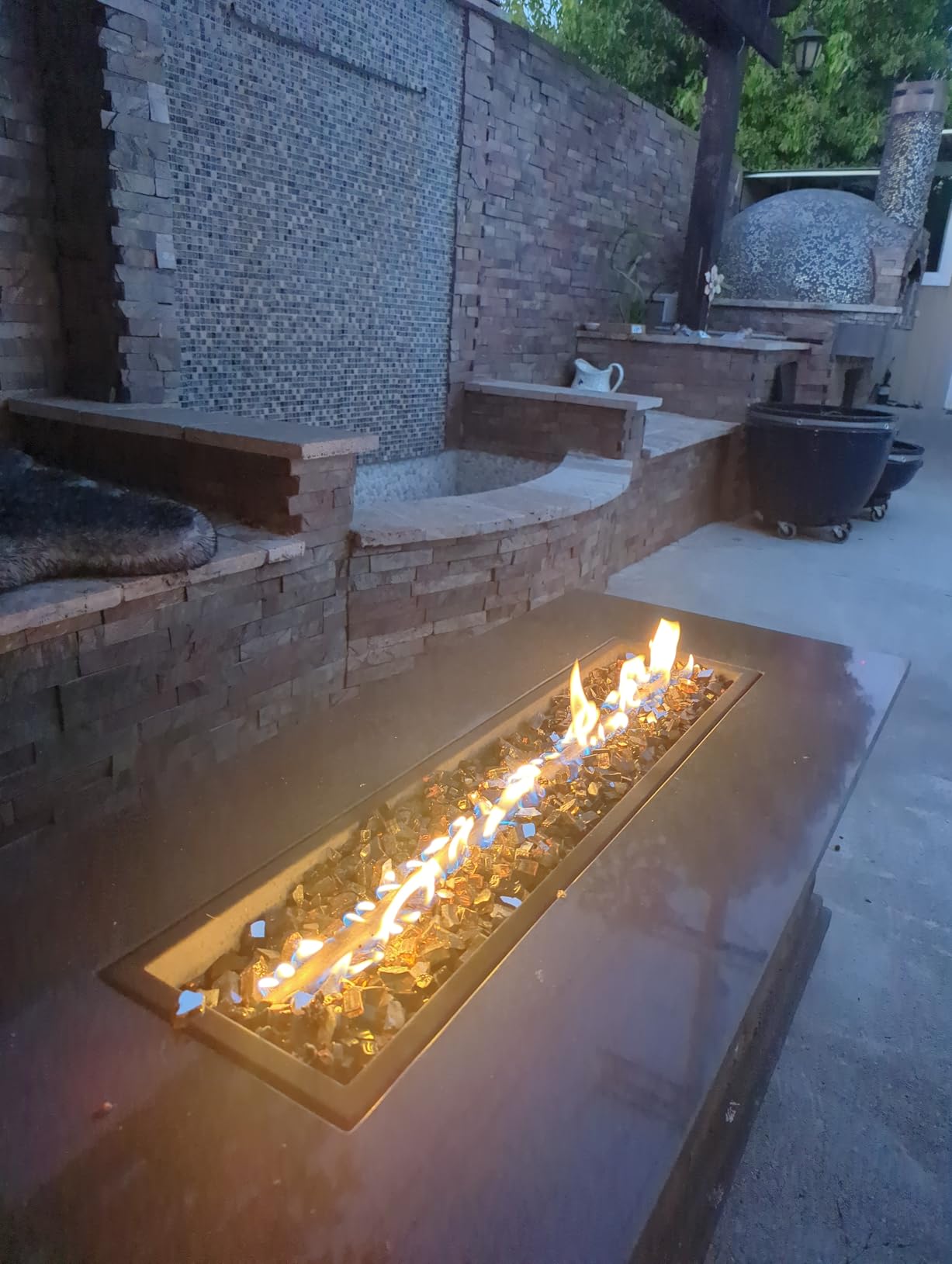 Goaste 12lbs Fire Pit Glass, 1/2 Inch Reflective Fire Glass, Decorative Tempered Glass Rocks for Fire Pit, Fire Table, Gas Fireplace, Safe for Outdoors and Indoors, High Luster Copper customer photo 2