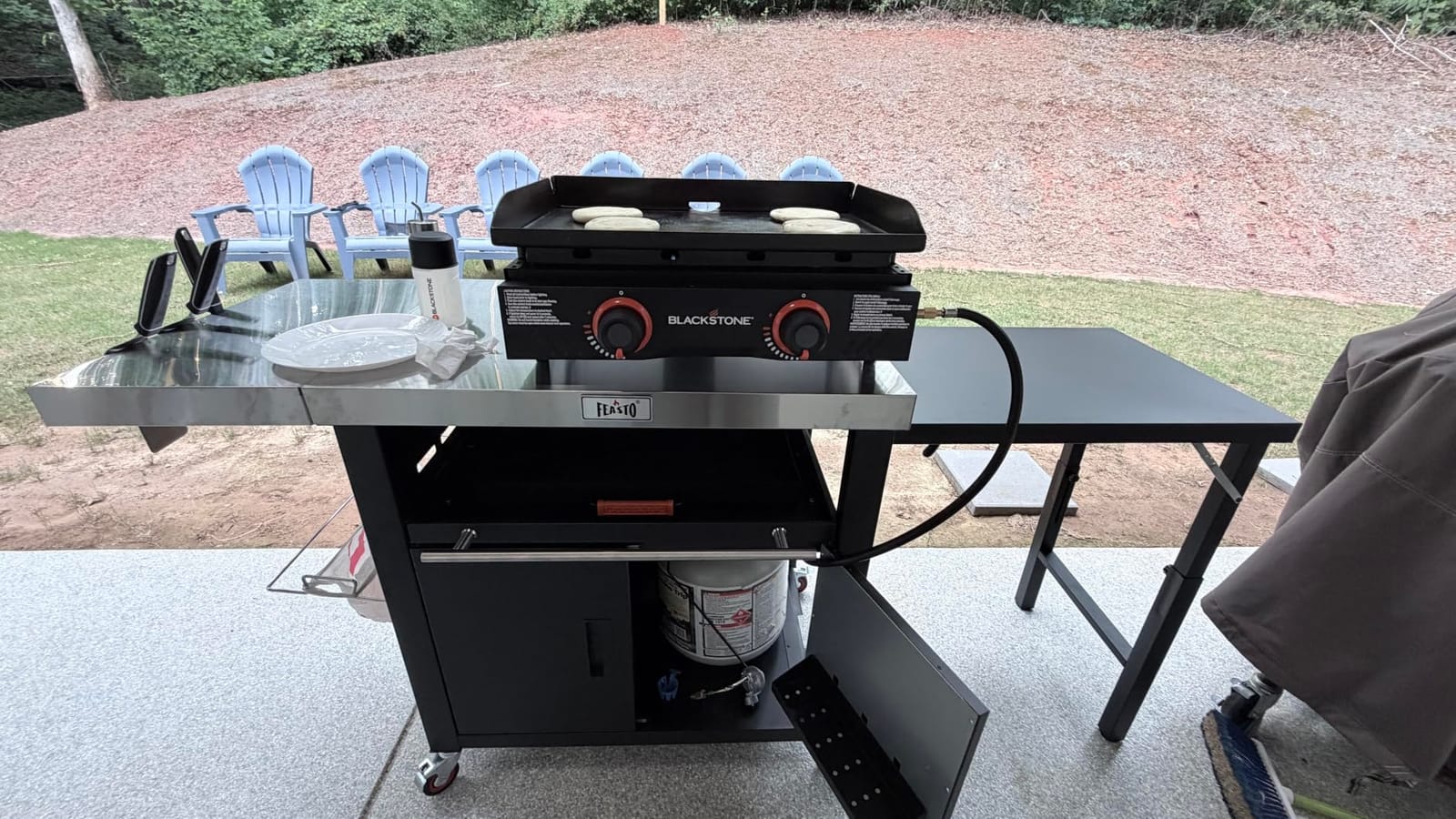 Feasto Outdoor Kitchen Island with Cabinet, 74” x 26” Rolling Grill Table customer photo 1