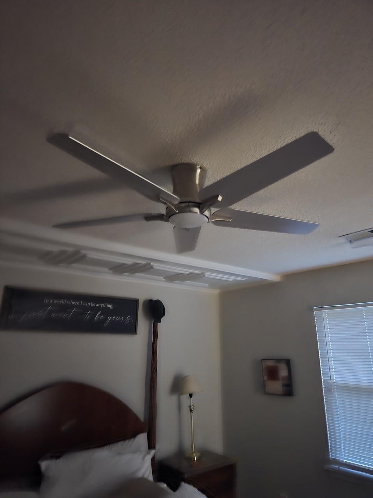 POCHFAN 42 Inch Ceiling Fans with Lights and Remote, Brushed Nickel Flush Mount Low Profile Ceiling Fan for Bedroom, Living Room, Patio, Dimmable 6 Speeds Noiseless Reversible, ETL Listed customer photo 1