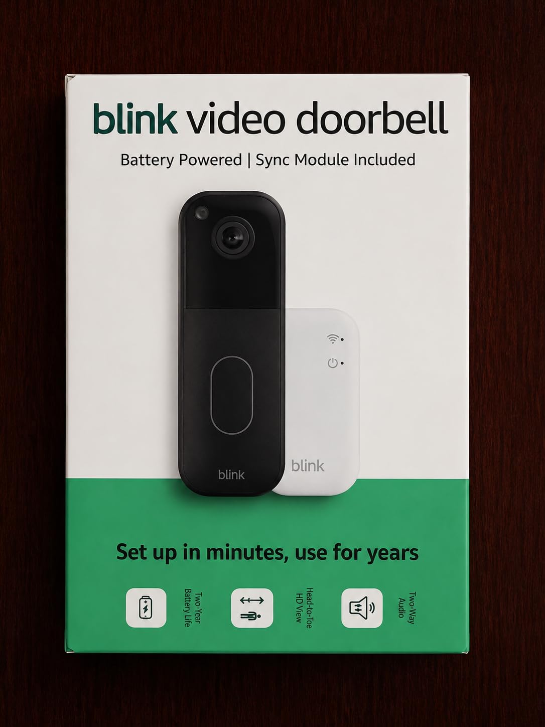 Blink Video Doorbell – Head-to-toe HD view, two-year battery life, and simple setup. Sync Module Core included – System (Black) customer photo 2