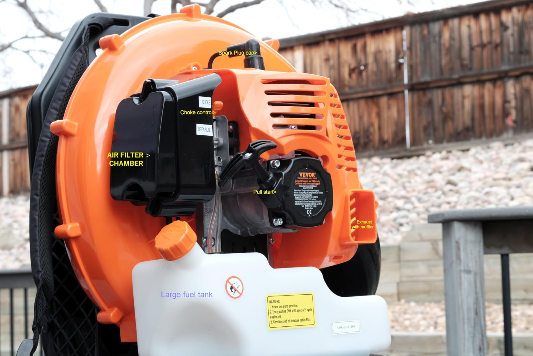 VEVOR 63CC Gas Backpack Leaf Blower, 2-Cycle 1110CFM 220MPH customer photo 2