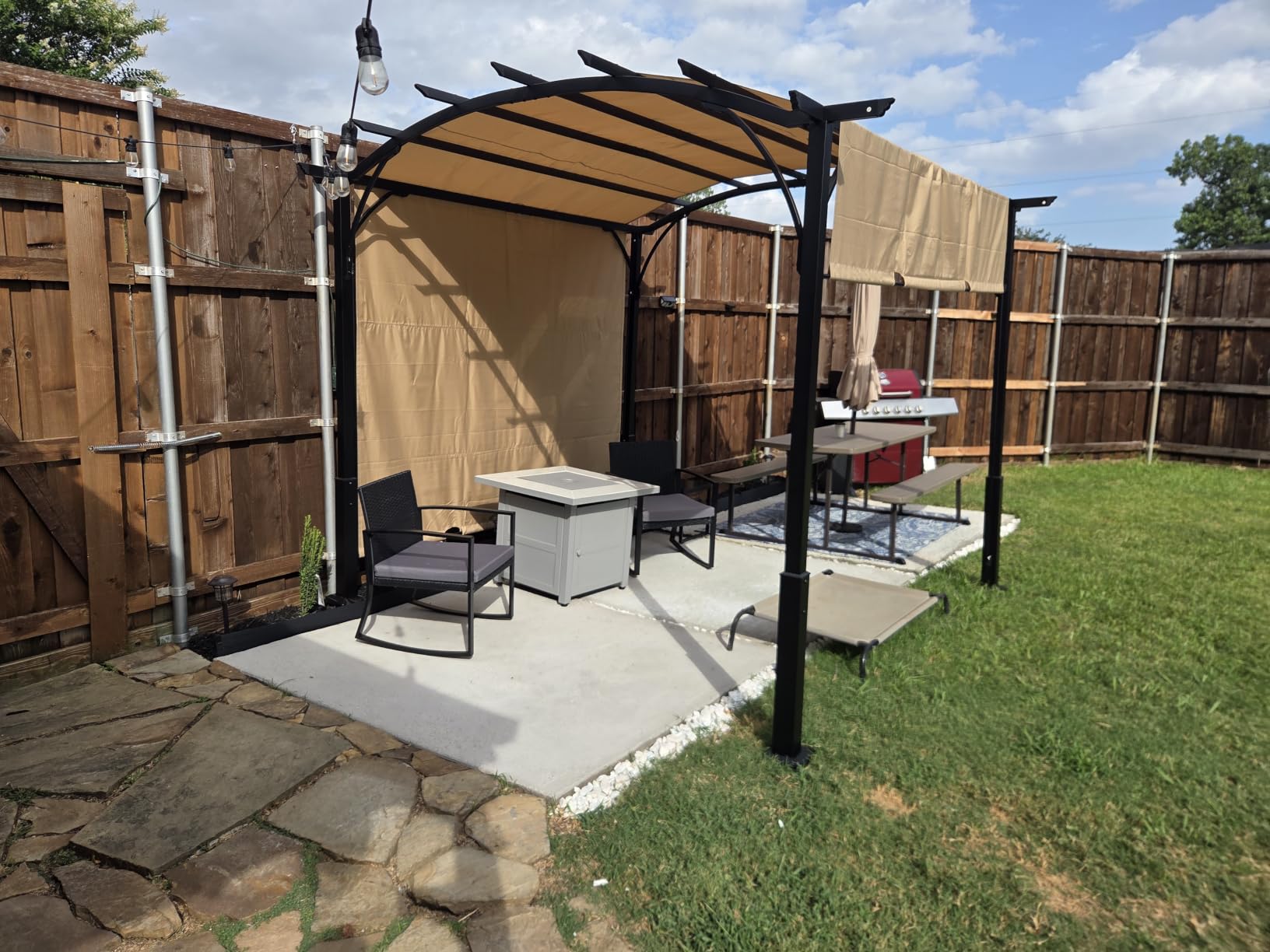 ABCCANOPY Arched Pergola 10'x12' with Retractable Sun Shade, Dary Gray customer photo 2