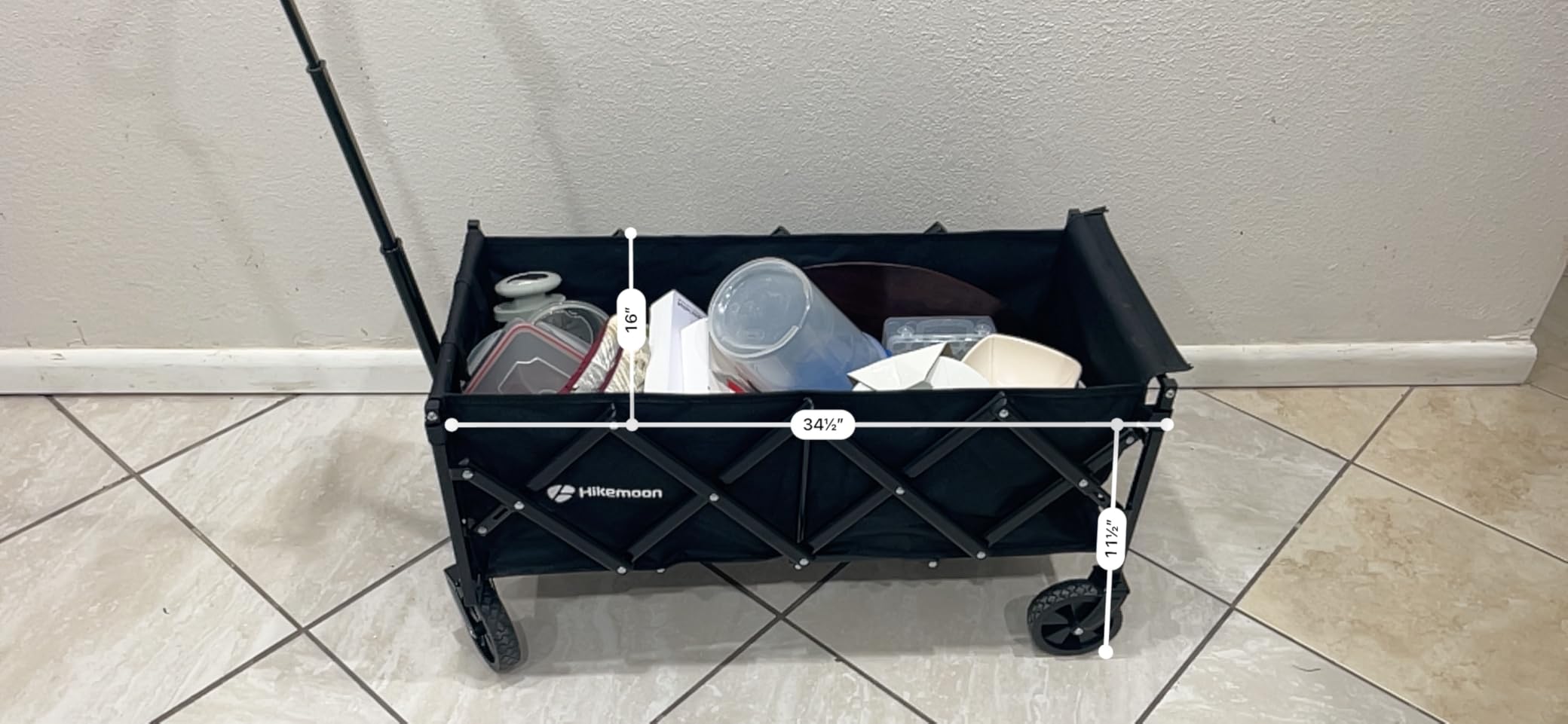HIKEMOON 34'' Extra Long Folding Portable Wagon Cart, 120L 360LBS Black customer photo 1