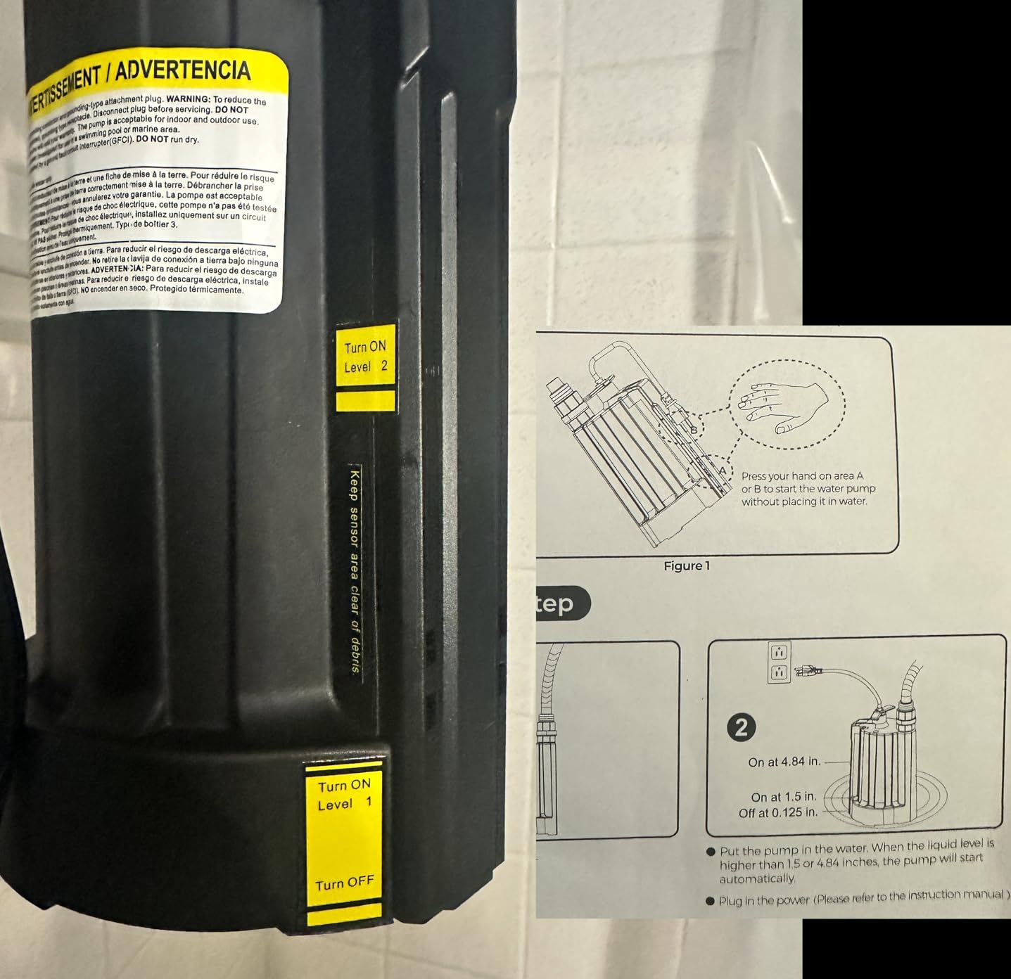 Acquaer 1/3 HP Automatic Submersible Water Pump, 2160 GPH Sump Pump, 115V customer photo 2