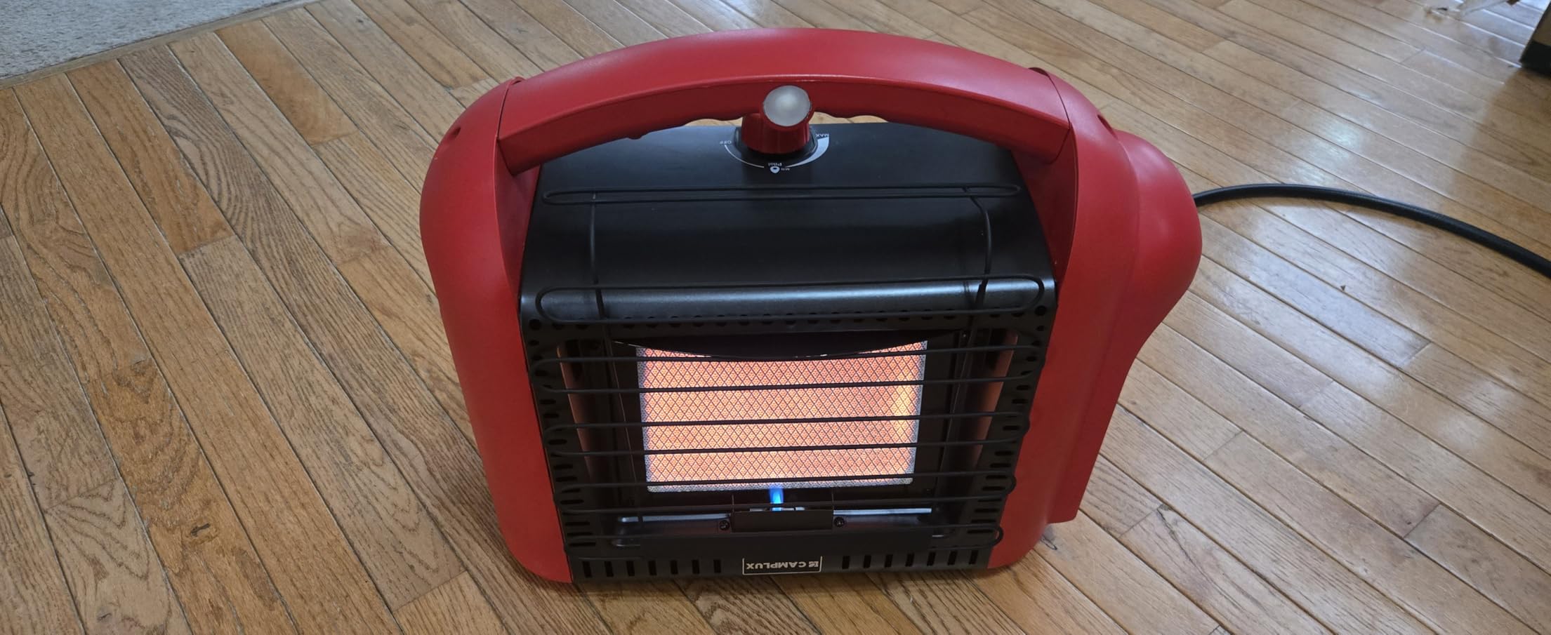 CAMPLUX Portable Propane Heater Outdoor and Indoor, 12000 BTU LP Gas Buddy Heater for Camping with ODS & Tip-over Protection, 1lb Propane Radiant Heating with LED light, Red customer photo 2