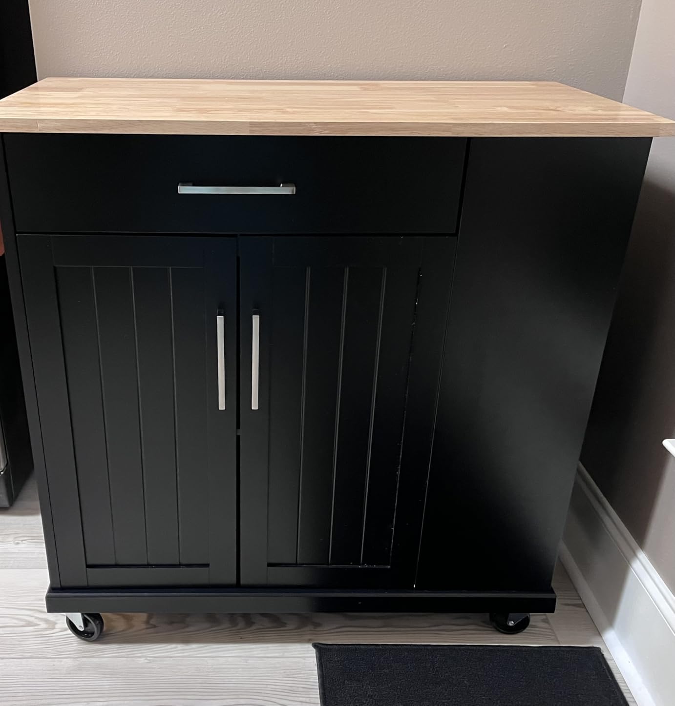 Yaheetech Kitchen Island Cart with Storage, Drop Leaf, Open Shelves, Black customer photo 1