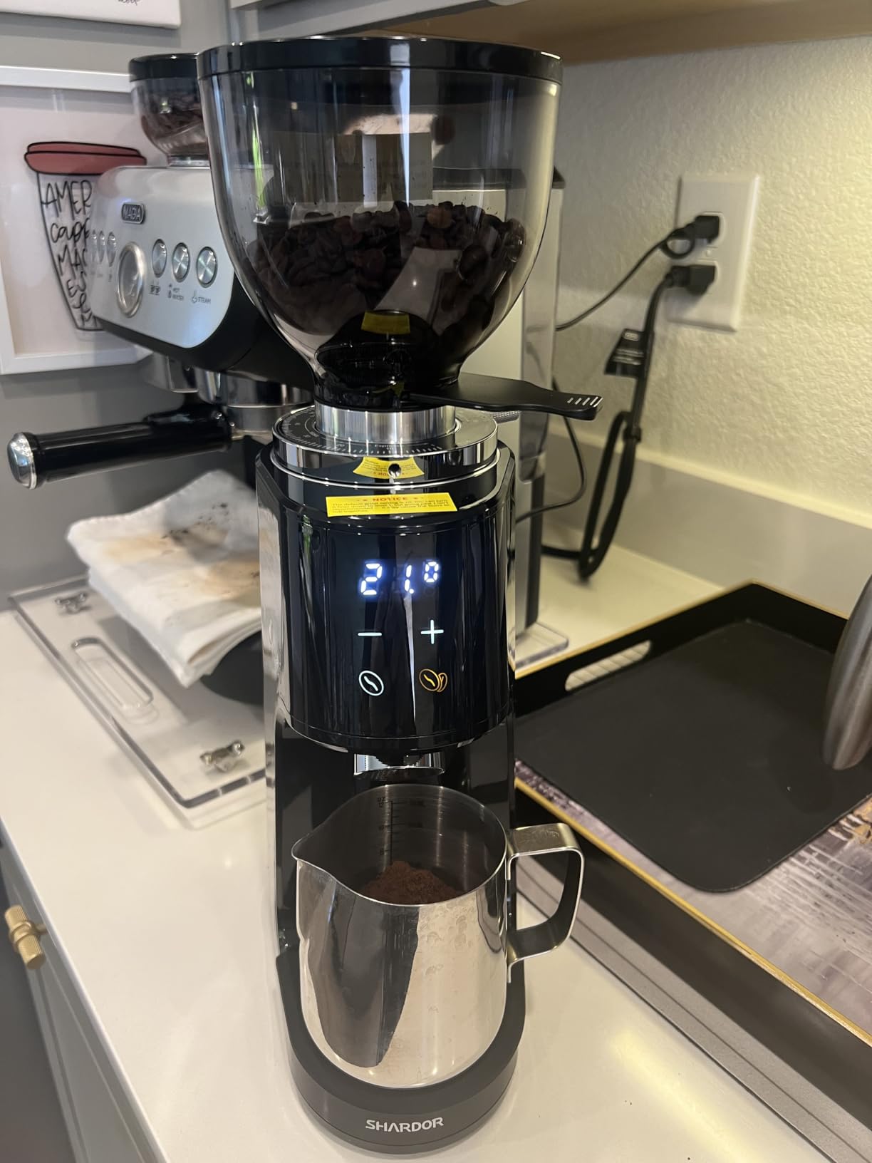 SHARDOR 64mm Flat Burr Coffee Grinder, 100 Settings, Anti-Static, Black customer photo 2
