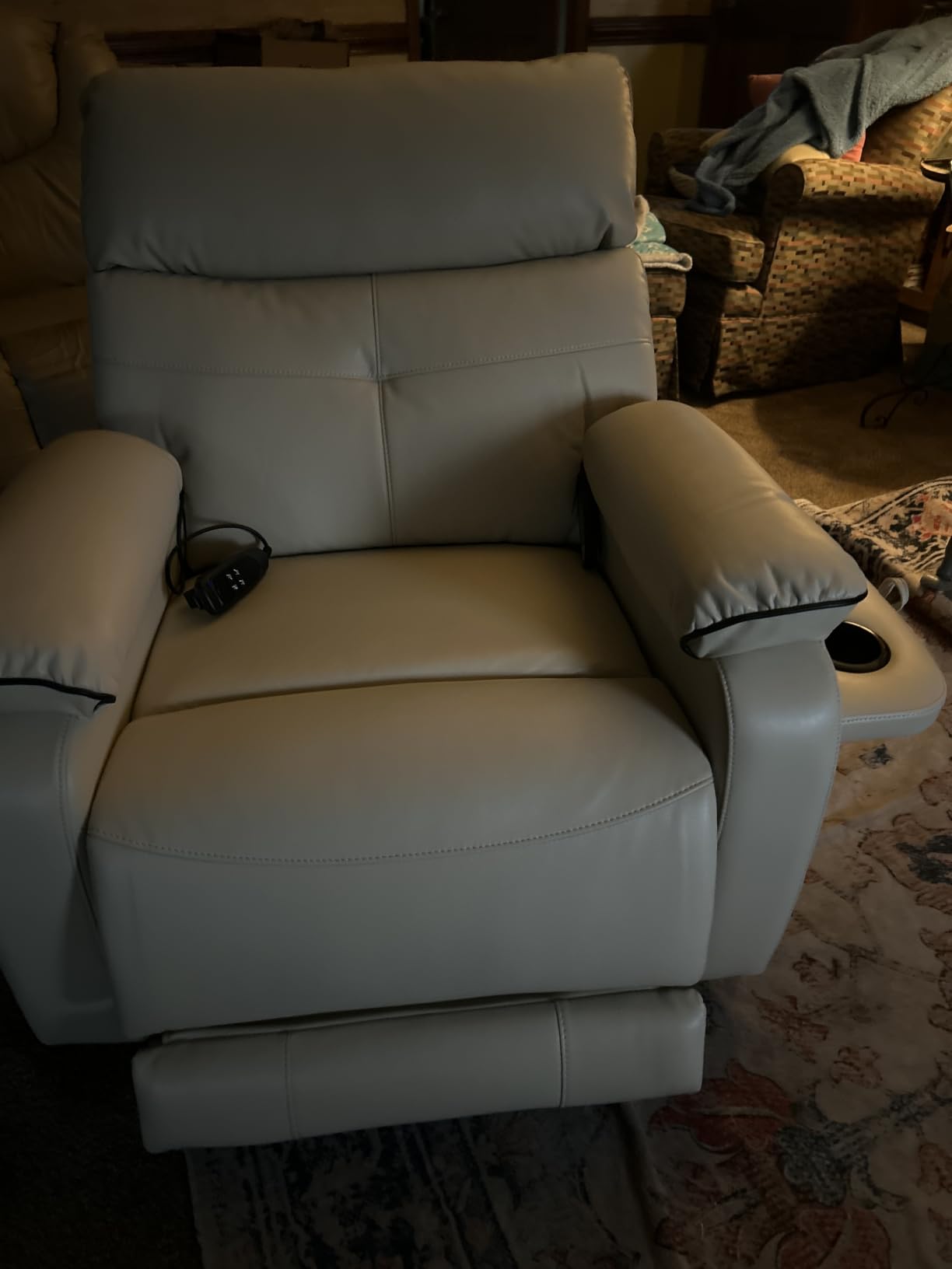 Dual Motor Power Lift Recliner Chair for Adult & Elderly, Leather, Grey customer photo 1