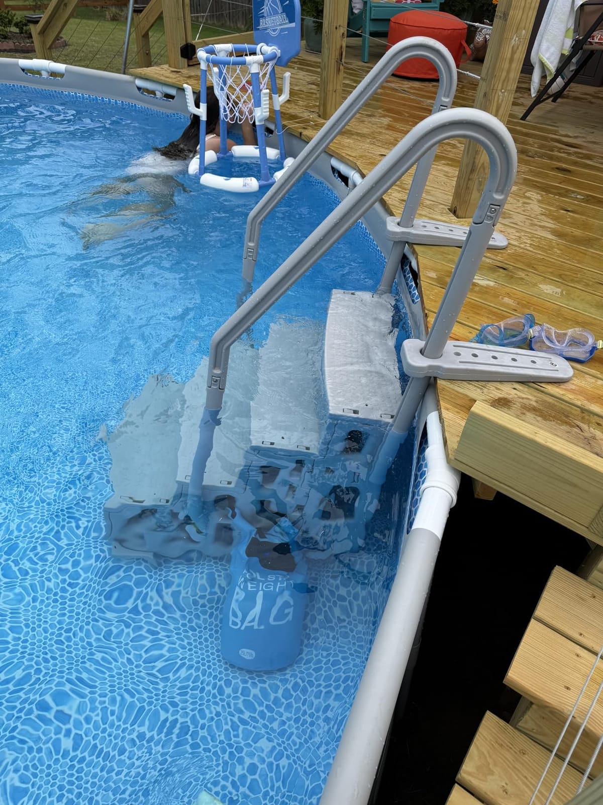 VEVOR Swimming Pool Ladder, 4-Step Double Handrails Stairs with Non-Slip Heavy Duty Steps, Reliable 400 lbs Max Load Capacity, for 48-54 in Inground & Above-Ground Pools of Any Decking Surface, Grey customer photo 2