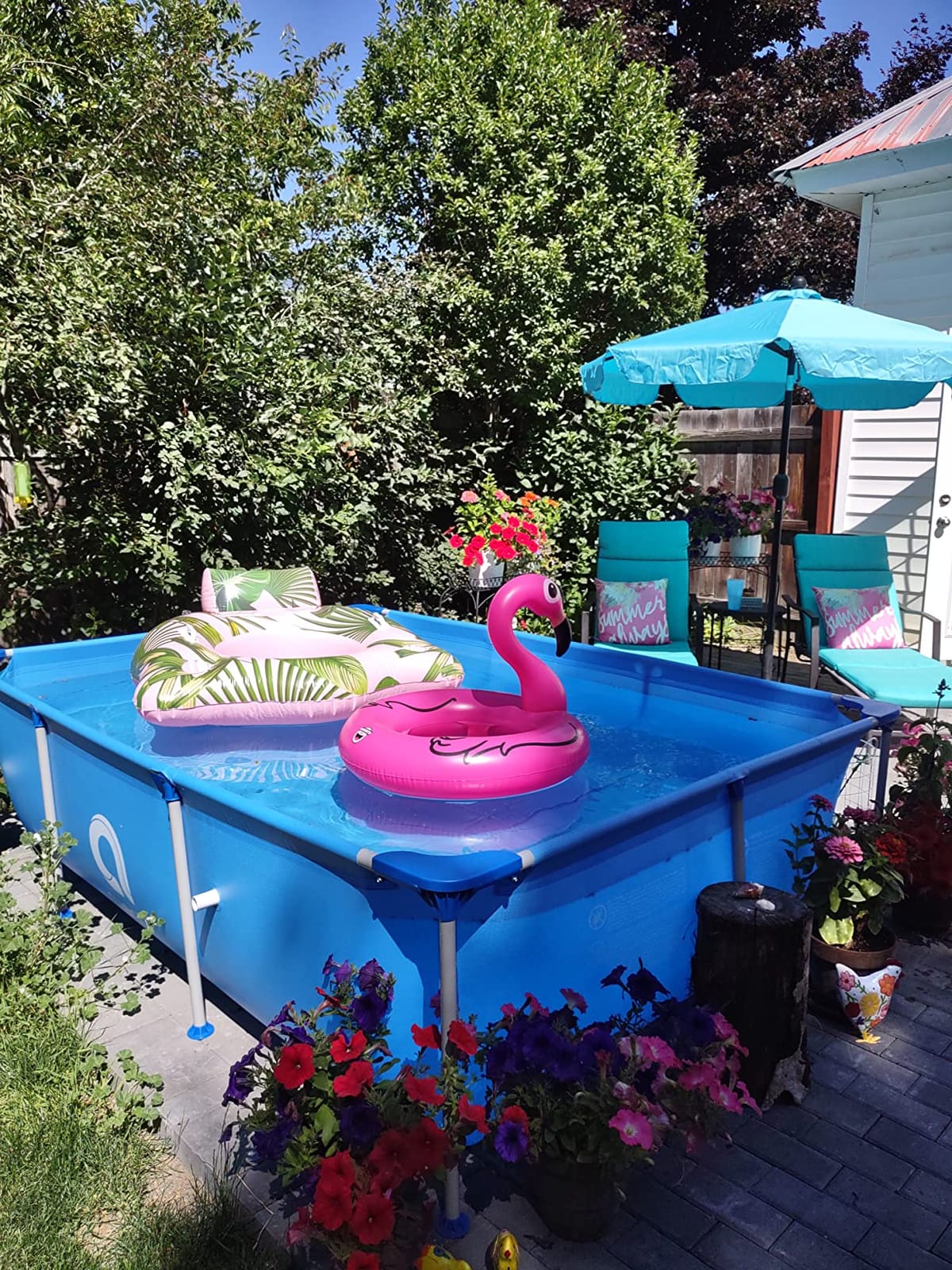 DIMAR GARDEN Above Ground Swimming Pool for Adults, Outdoor Rectangular Steel Frame Swimming Pool for Backyard Lawn Family, 6.2ft x 4.2ft x 16.5in customer photo 1