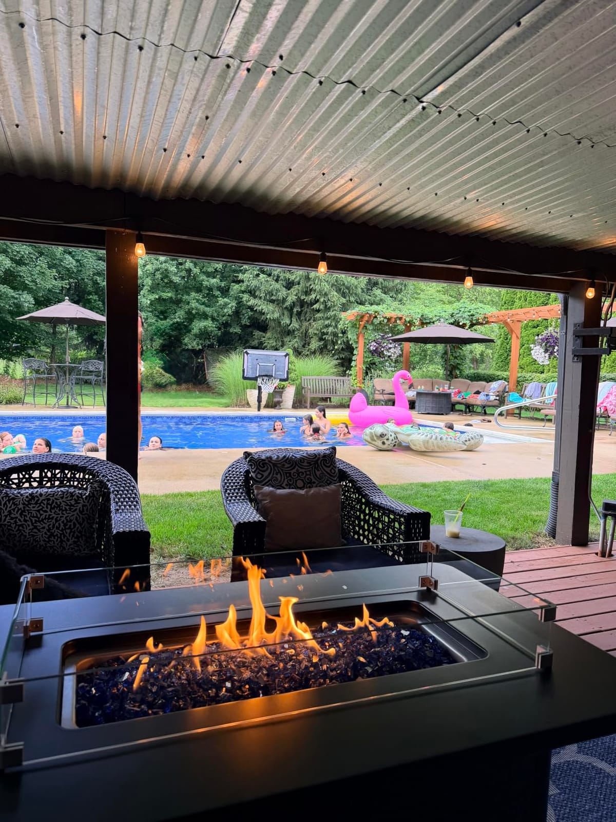 Ciays 43-Inch Rectangular Propane Fire Pit with 60,000 BTU Output, Fire Pit Table Premium Gas for Outside Patio with 304 Stainless Steel H-Burner, Glass Stones, and Wind Guard,Black customer photo 2