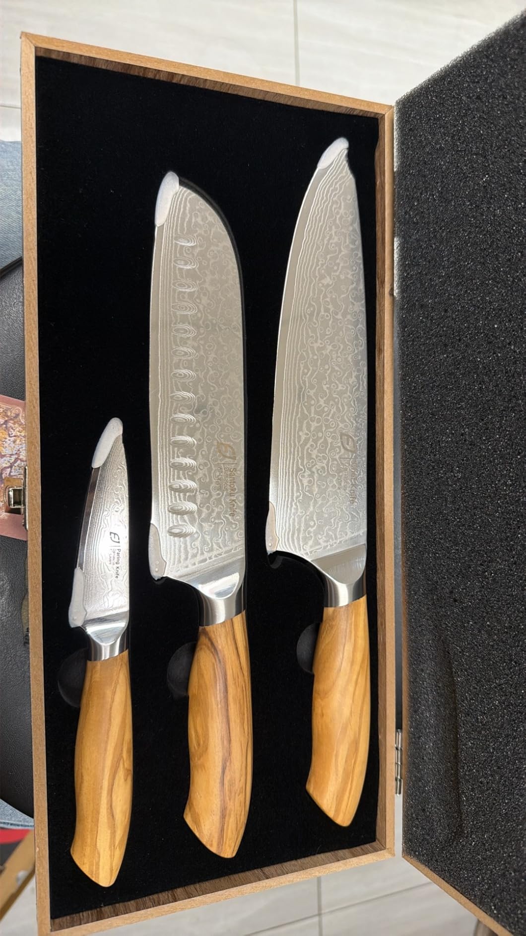 Damascus Chef Knife in Japanese Steel, 67-Layers Damascus Kitchen Knife with Wooden Gift Box and Original Olive Wood Handle, Cooking Knives for Home Kitchen Gift Idea customer photo 2