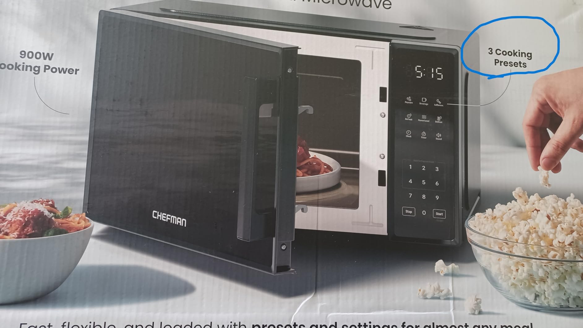 Chefman Countertop Microwave Oven 0.7 Cu. Ft., 700 Watts with 10 Power Levels, 6 Cooking Presets with One-Touch Express Cook, Eco Mode, Child Safety Lock, & Mute Button - Black customer photo 2
