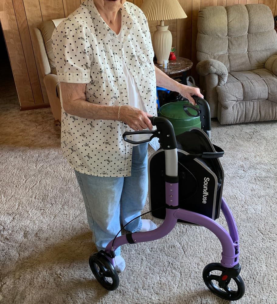 soundfuse Lightweight 3 Wheel Walkers for Seniors, Foldable Aluminum Frame customer photo 1