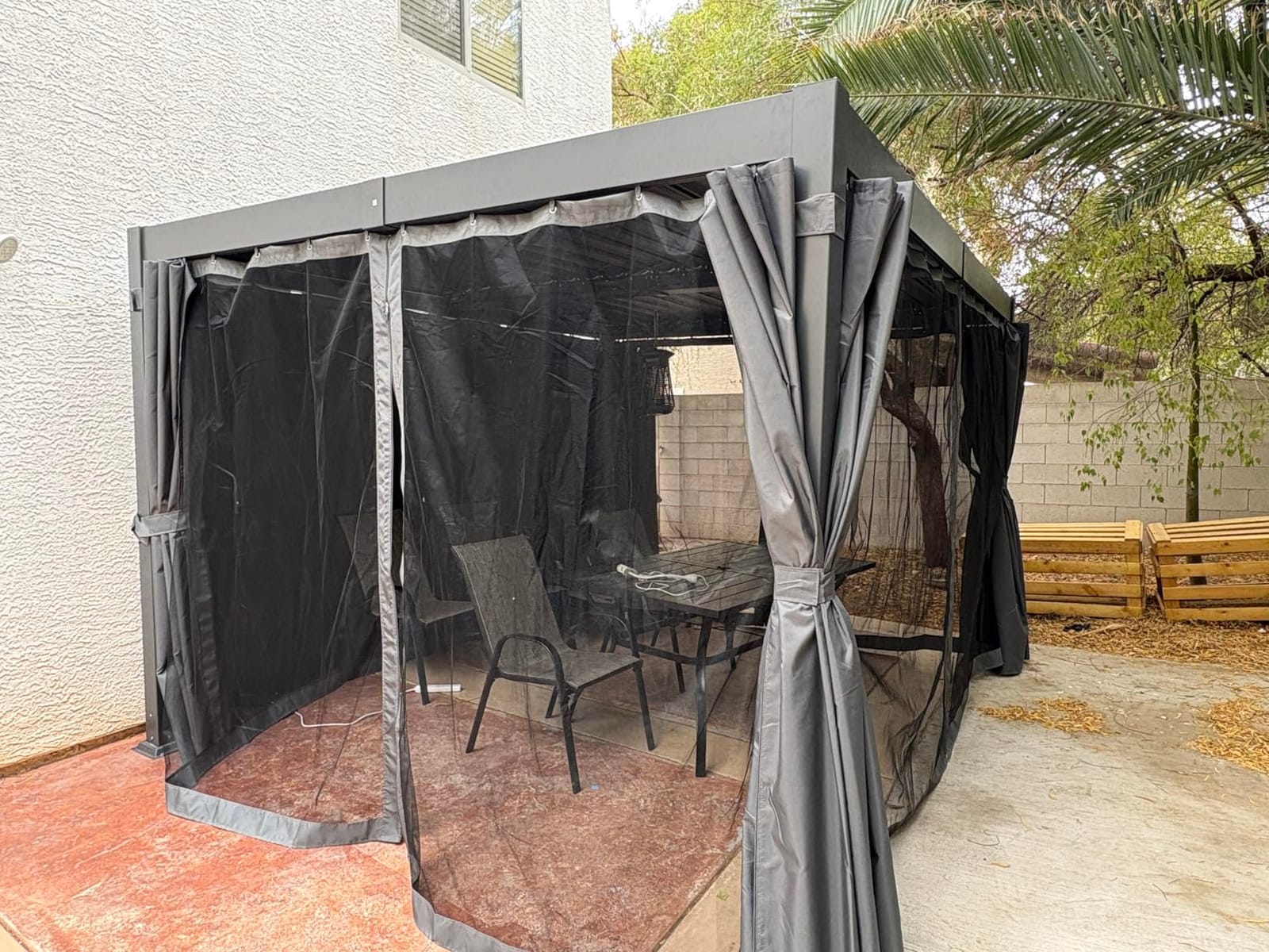 Airwire 10x12 FT Louvered Pergola with Curtains & Netting Gray customer photo 1