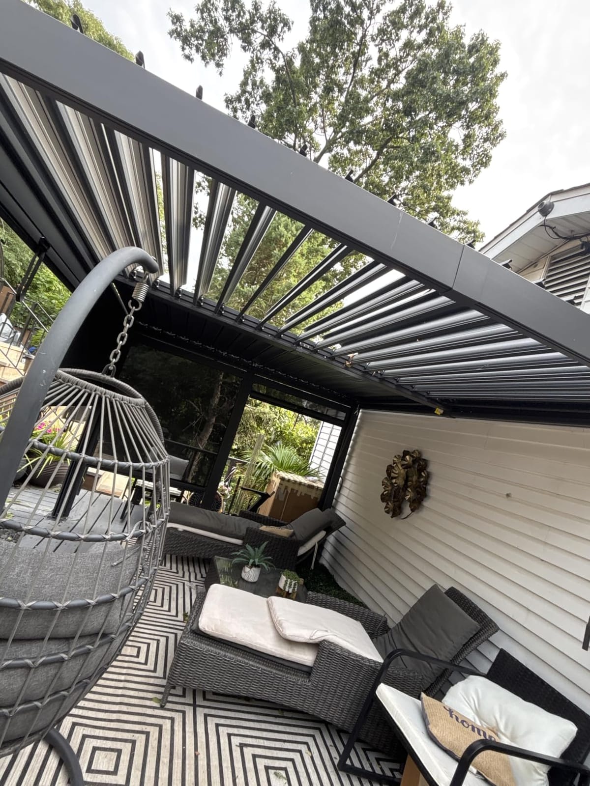Airwire 10x12 FT Louvered Pergola with Curtains & Netting Gray customer photo 2