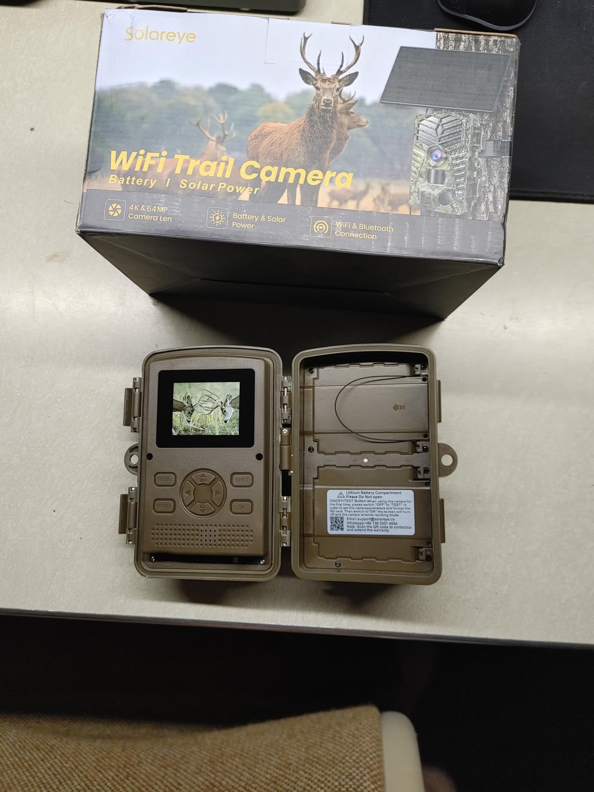 Solareye Trail Camera WiFi - Solar Powered 4K 64MP Game Cameras with Night Vision Motion Activated Waterproof, IP66 120° Detection Angle 0.2s Trigger 940nm No Glow LED Wildlife customer photo 1