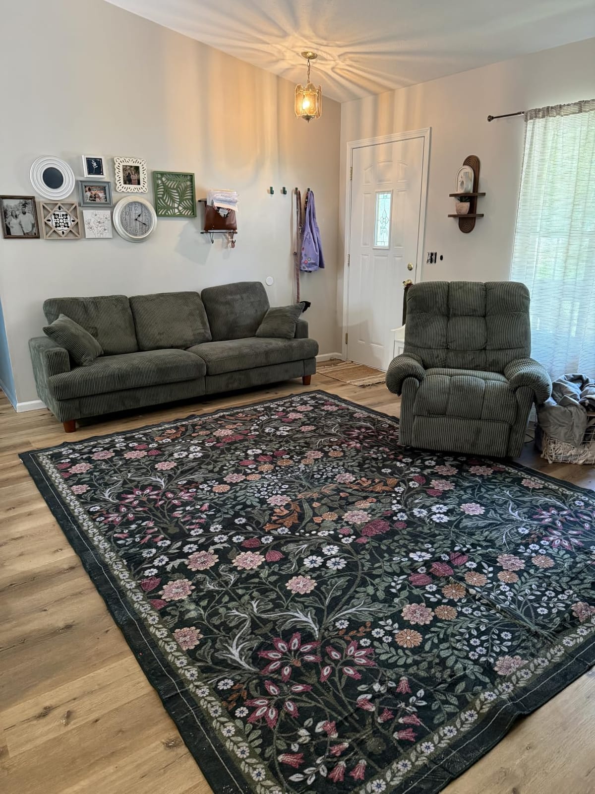 PLHXFR 8x10 Area Rug Living Room: Floral Washable Boho Carpet Dark Green customer photo 1