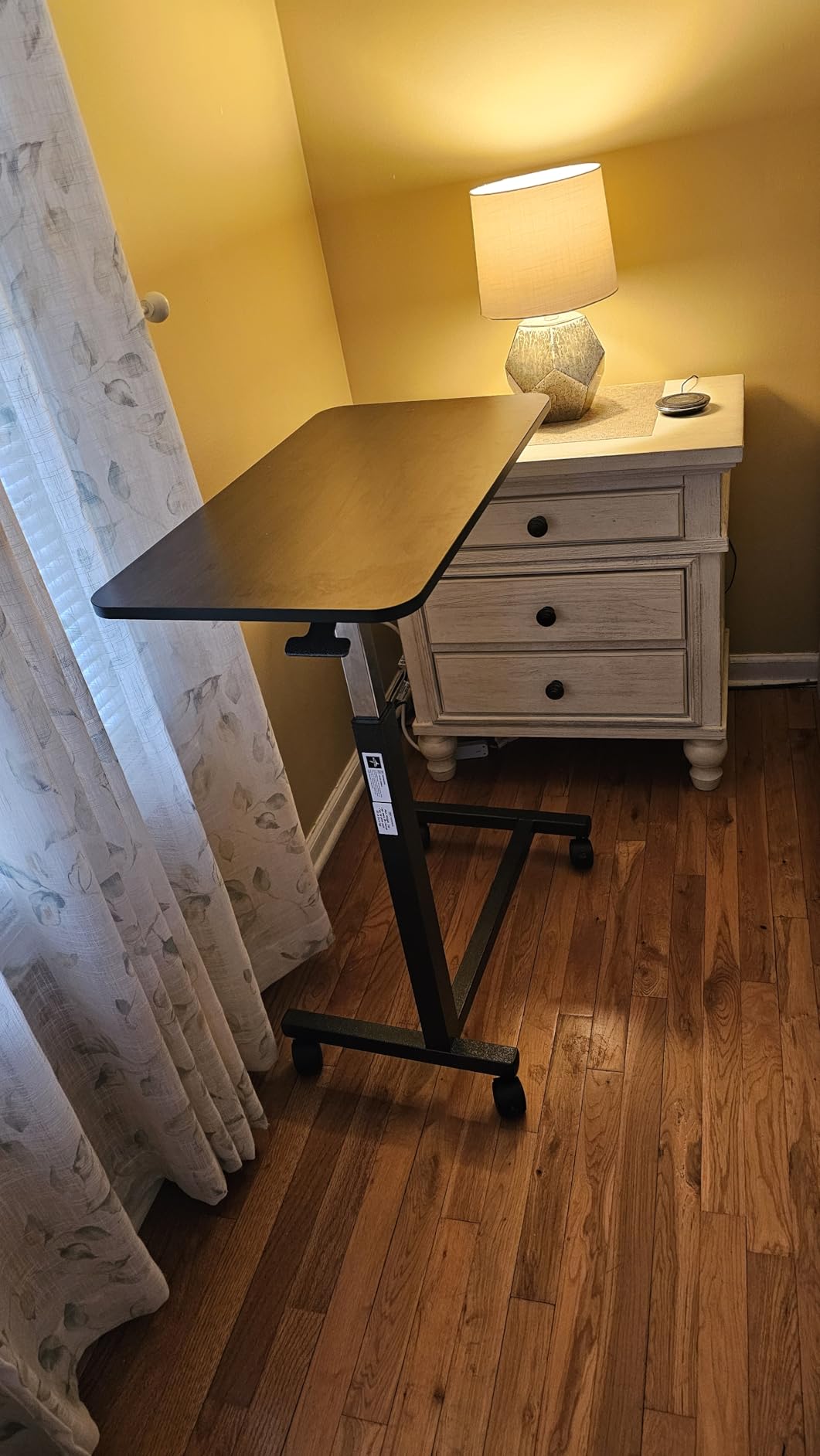 DR. DUNLEY Adjustable Overbed Table on Wheels – Height Adjustable from 30” to 42” – H-Base Rolling Bedside Table for Home, Hospital & Nursing Use – Supports 50 lbs – 15” Wide Surface customer photo 2