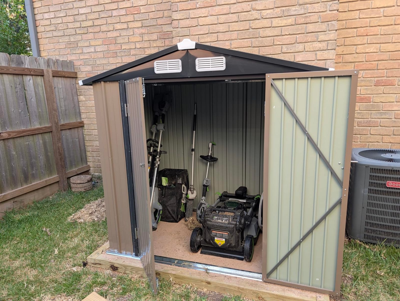 Aoxun 6x4 FT Metal Outdoor Steel Shed Light Brown customer photo 2