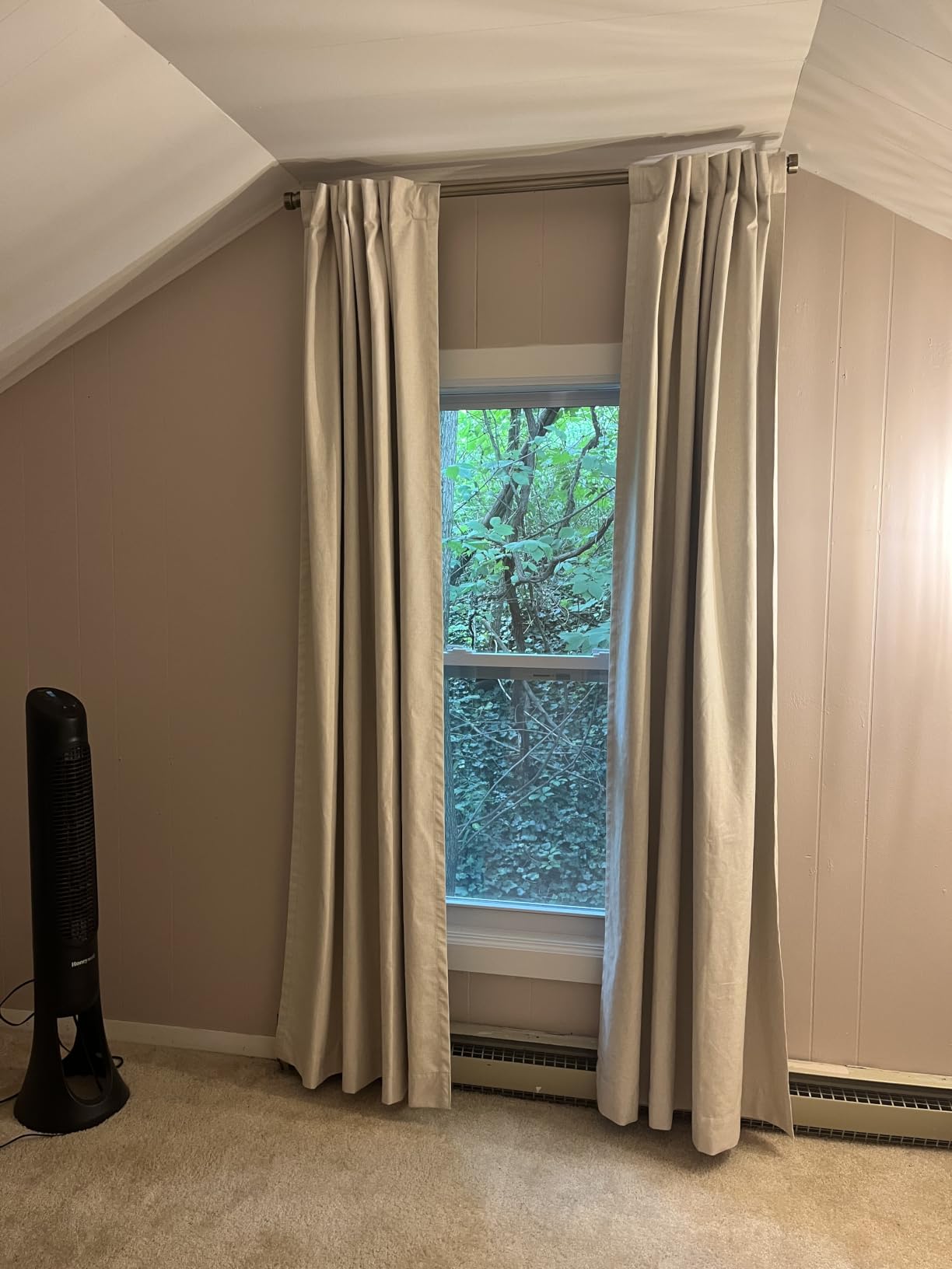 Linen Textured Total Blackout Sliding Door Curtains 84 Inches Long, Cream customer photo 1
