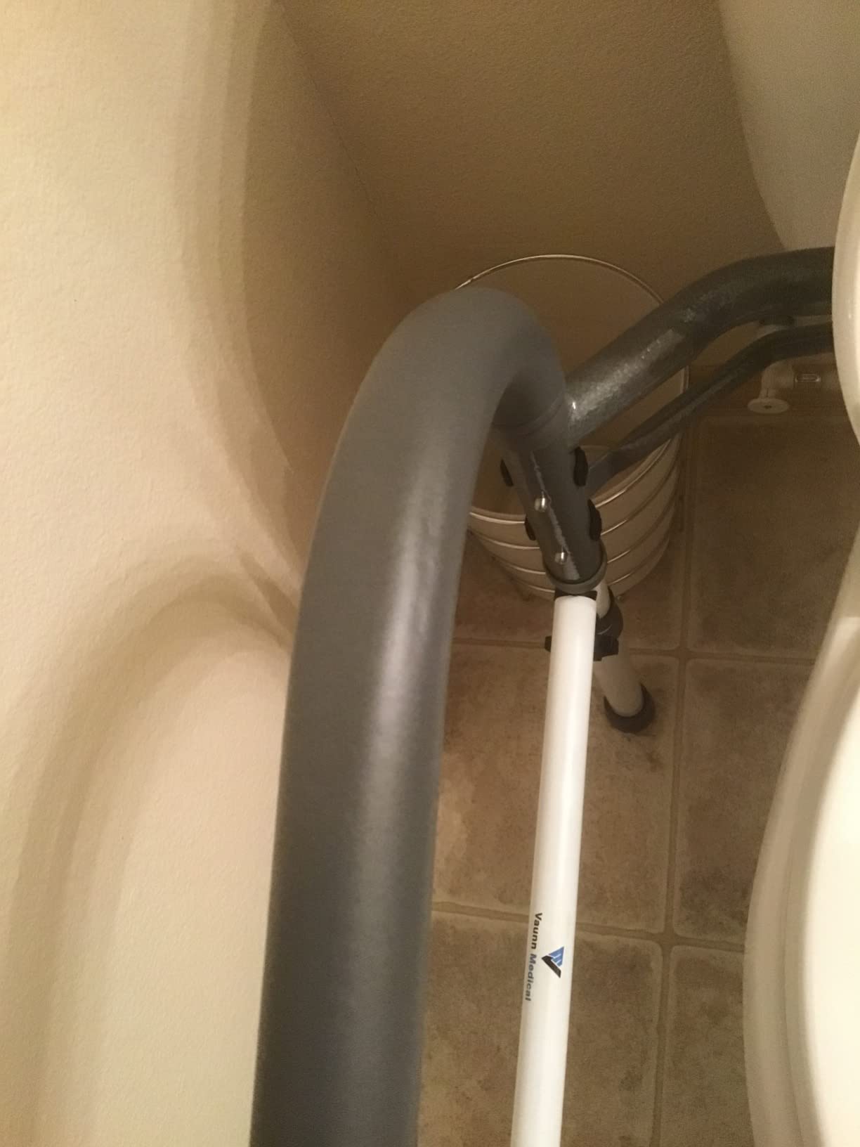 Vaunn Medical Adjustable Toilet Safety Rail for Seniors, Foldable Toilet Safety Frame for Elderly Adults, Bathroom Grab Bar Handle, Toilet Handle for Elderly & Disabled, Free-Standing (Gray) customer photo 2