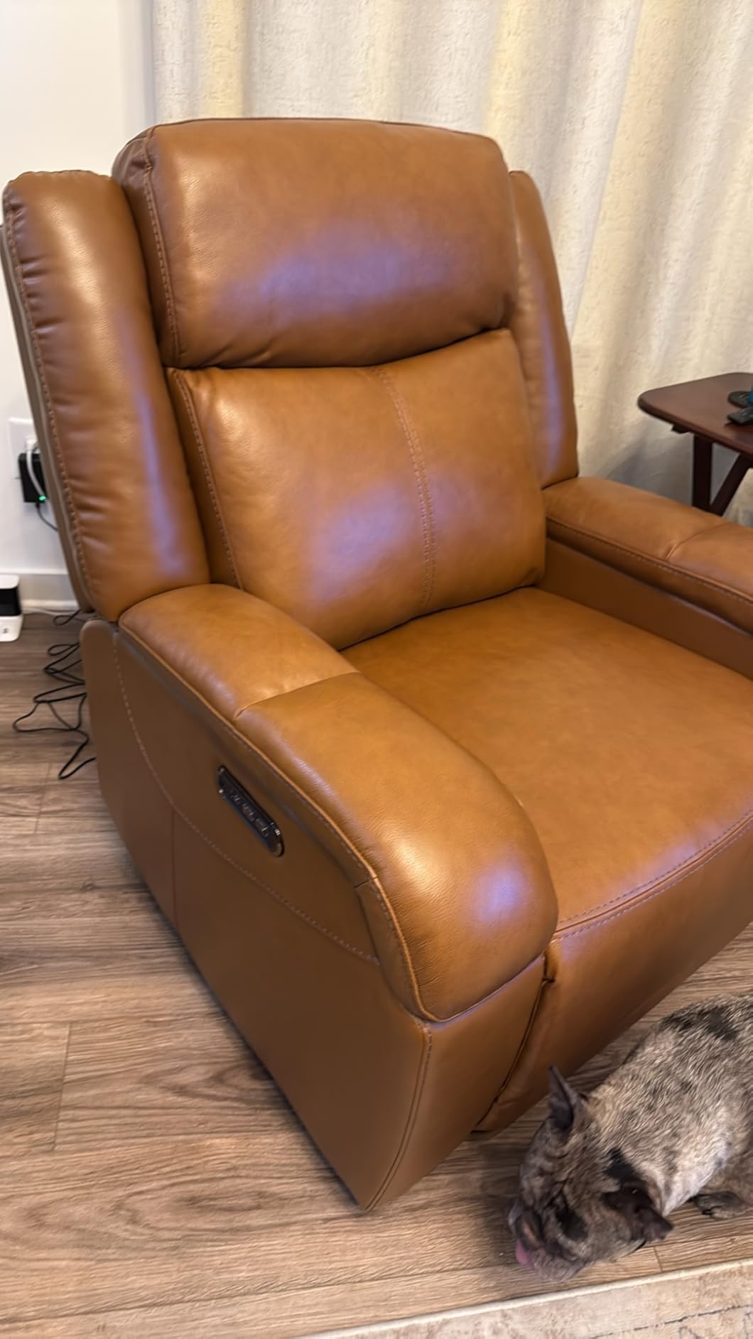 Watson & Whitely Oversized Genuine Leather Power Recliner Chair, Navy Blue customer photo 1