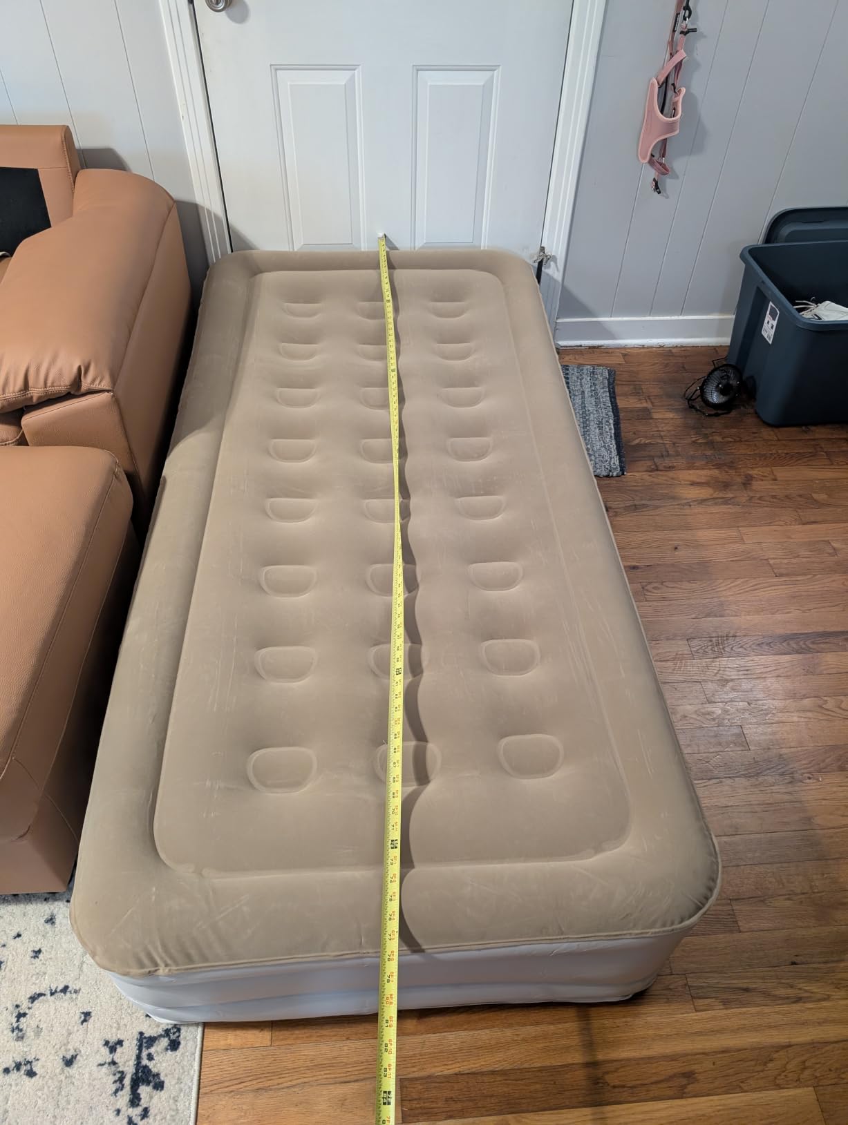 Sebor Air Mattress with Built-in Pump, Comfortable Self-Inflating Air Mattress with High-Speed Pump, Durable Blow Up Mattress with Storage Bag for Guests, Camping, Travel (Khaki White, 18