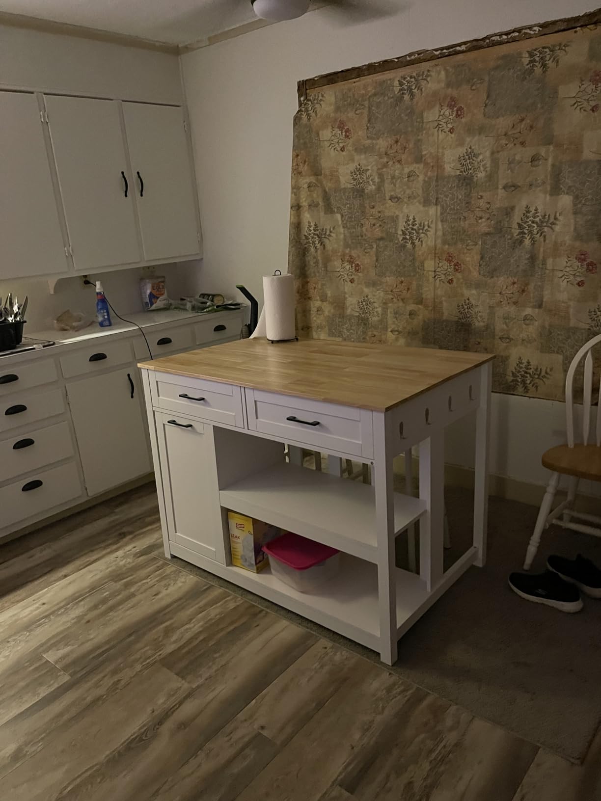 DynJest Kitchen Island with Storage and Seating Include 2 Bar Stools, White customer photo 2