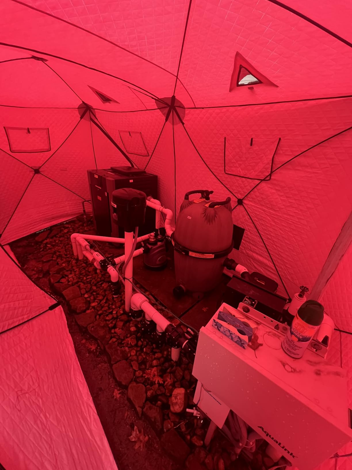 Garvee Pop Up Ice Fishing Tent Insulated Ice Fishing Shelter Portable Hub-Style Shelter Shanty Windproof and Warm, Multiple Sizes for 6-8 Person, Red, 6x11.7x6.6 Ft customer photo 1