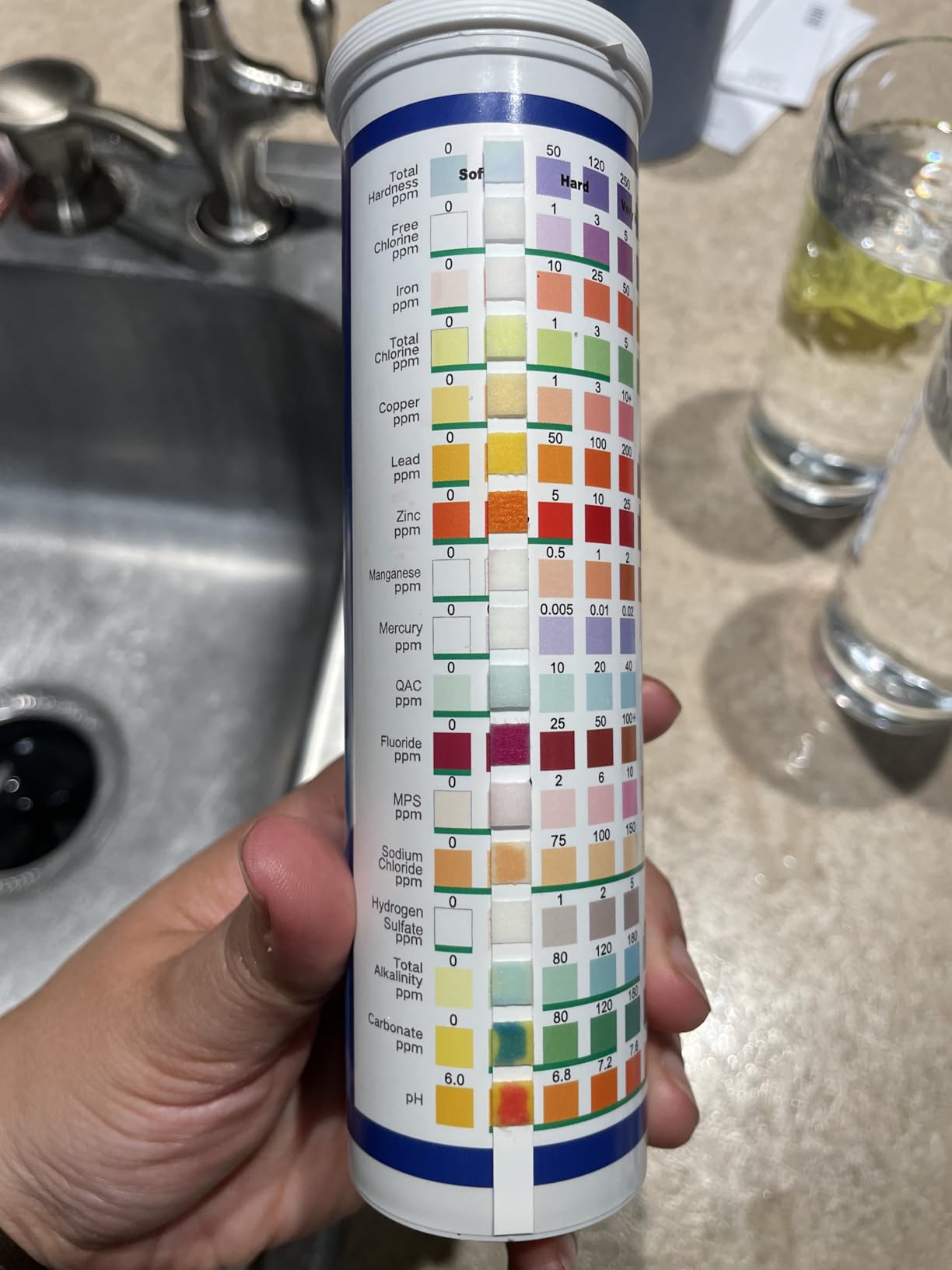 Water Test Kit for Drinking Water, 23-in-1 Water Test Strips for Tap & Well Water, Tests Hardness, Lead, Iron, Copper, Chlorine, Fluoride, pH, Nitrate & More, Fast Home Water Testing, 155 Strips customer photo 2