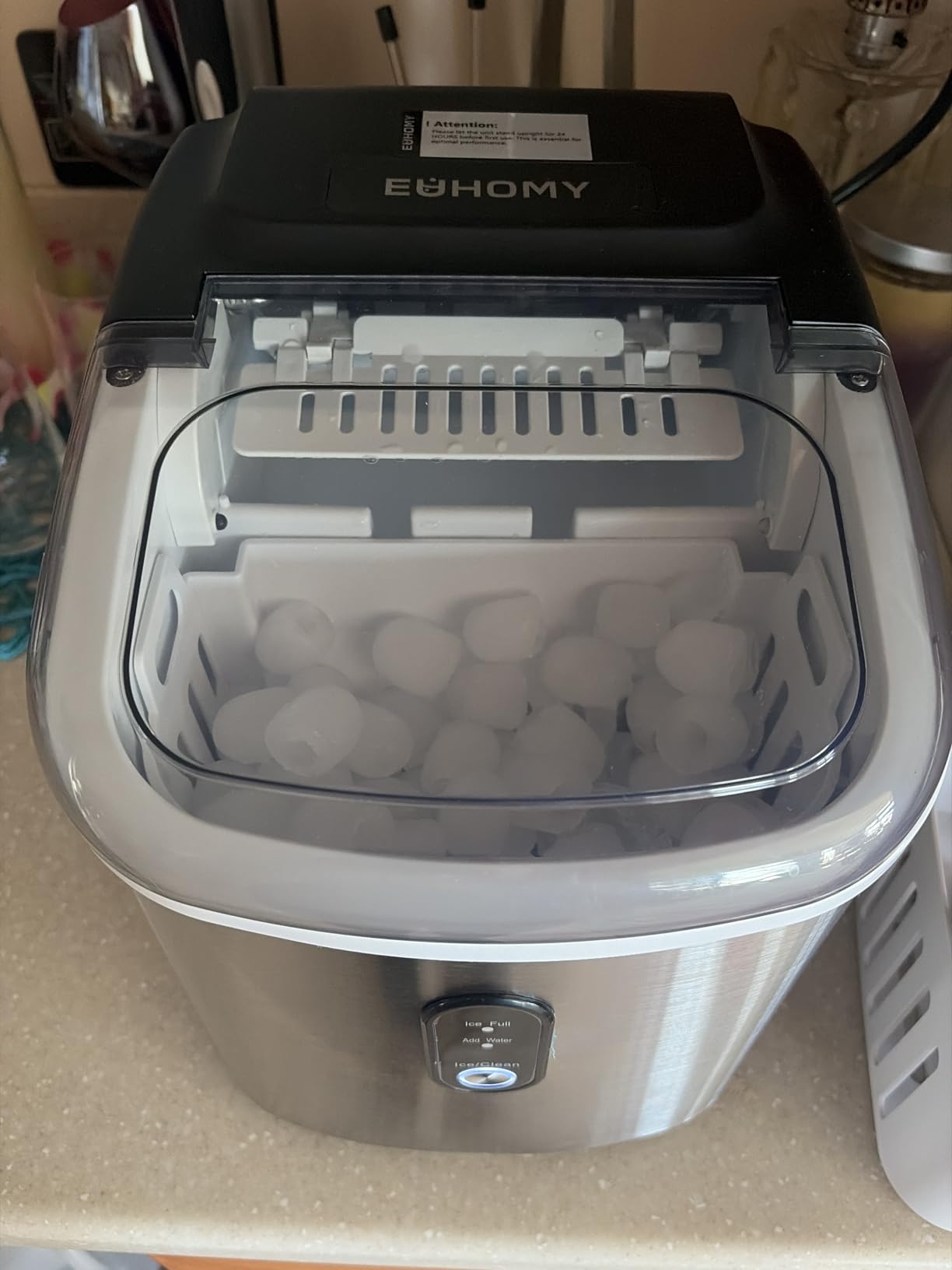 EUHOMY Nugget Ice Maker Countertop with Handle, 38lbs Daily Sonic Ice customer photo 2