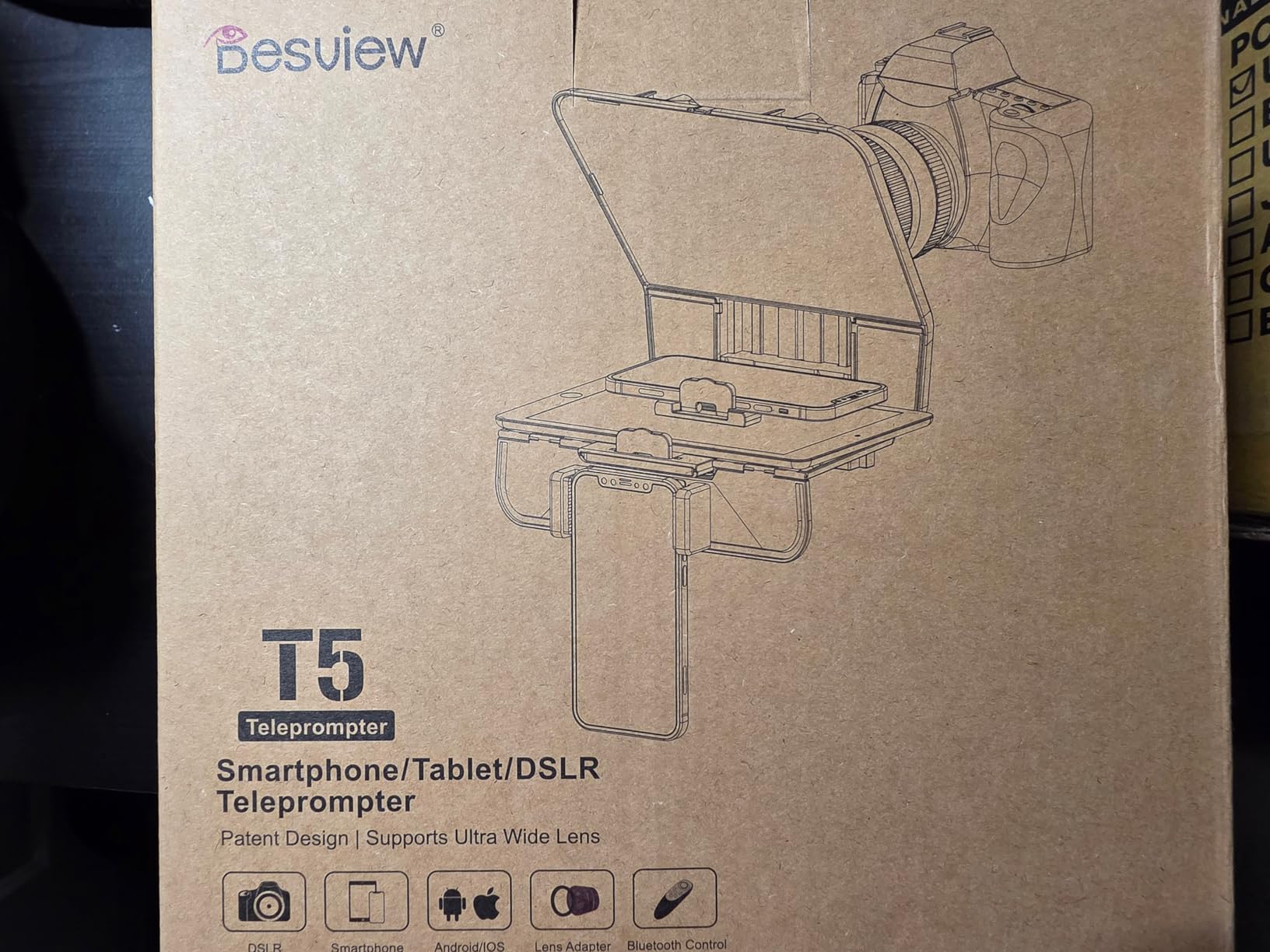 Desview T5 Teleprompter for Smartphone & Tablet, Video Recording | Compatible with DSLR Cameras. Includes 49-82mm Adapter Rings, Coated Glass, Bluetooth Remote, Free App for Streaming customer photo 2